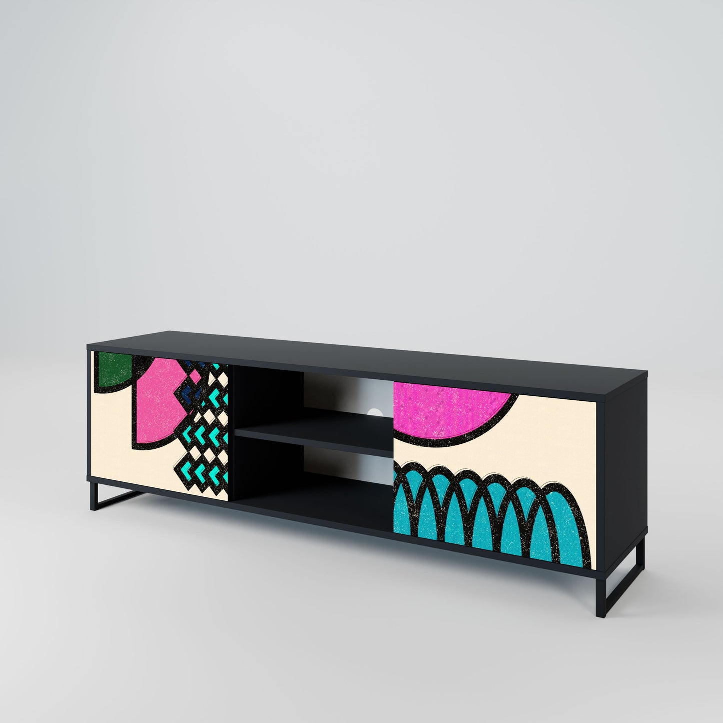 Mobile TV GEOMETRIC RHAPSODY a 2 ante con finitura nera
