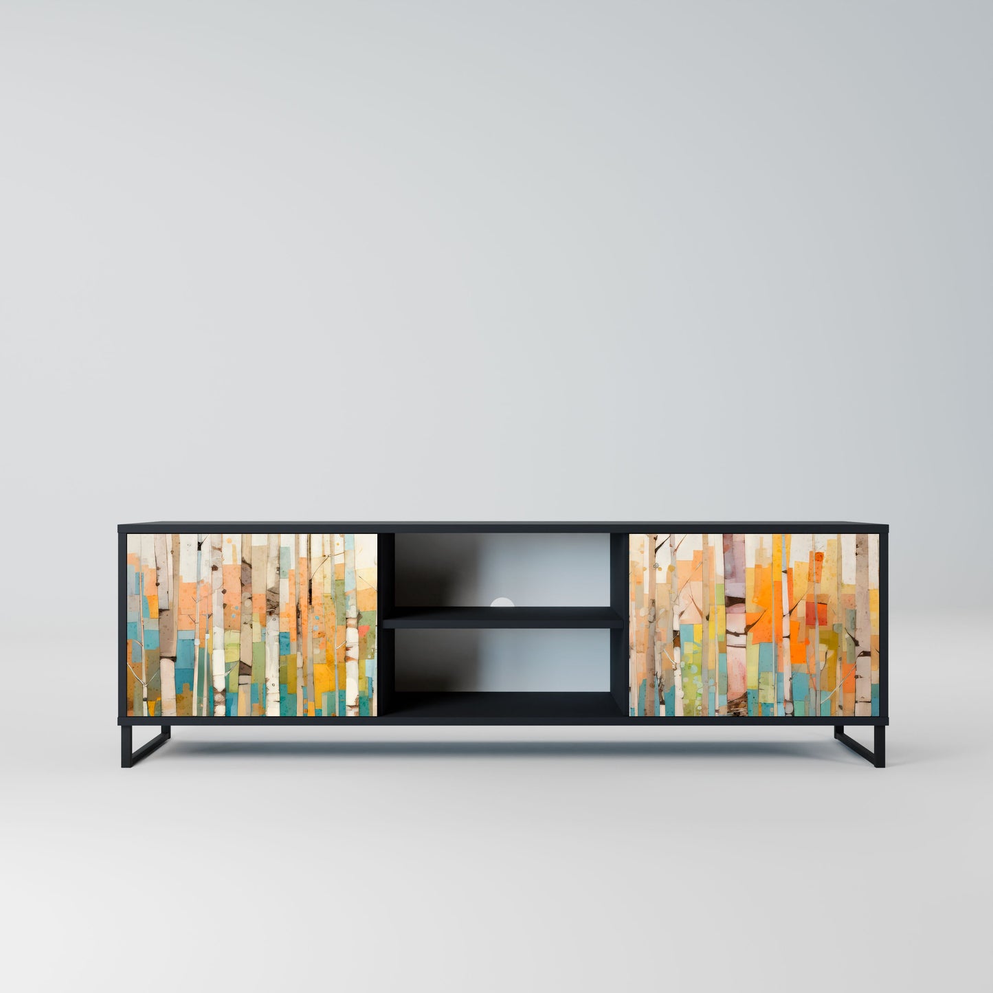 BIRCH KALEIDOSCOPE 2-Door TV Stand in Black Finish