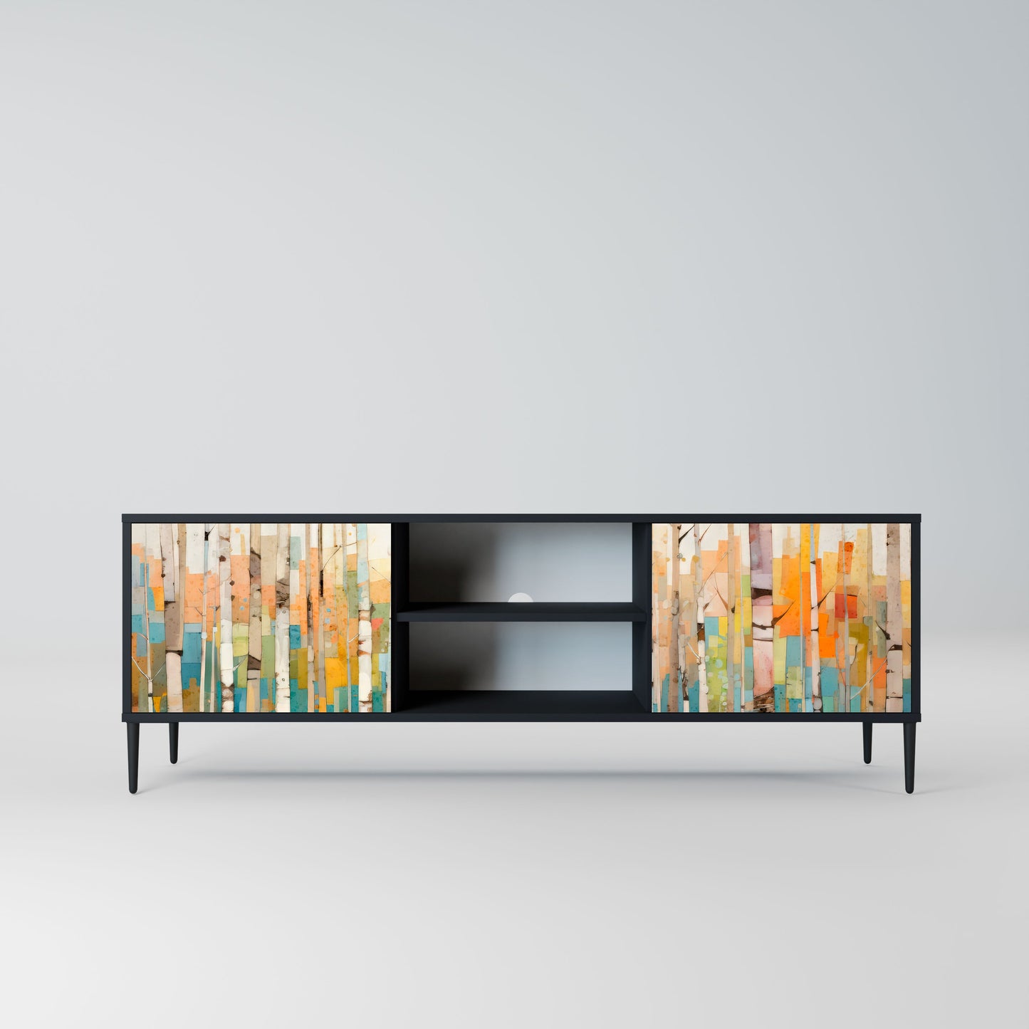 BIRCH KALEIDOSCOPE 2-Door TV Stand in Black Finish