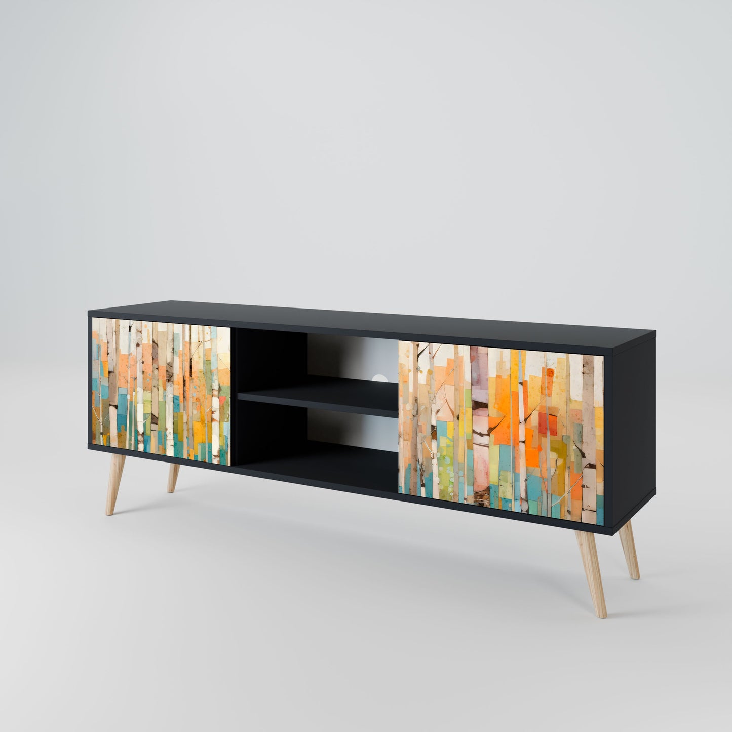 BIRCH KALEIDOSCOPE 2-Door TV Stand in Black Finish