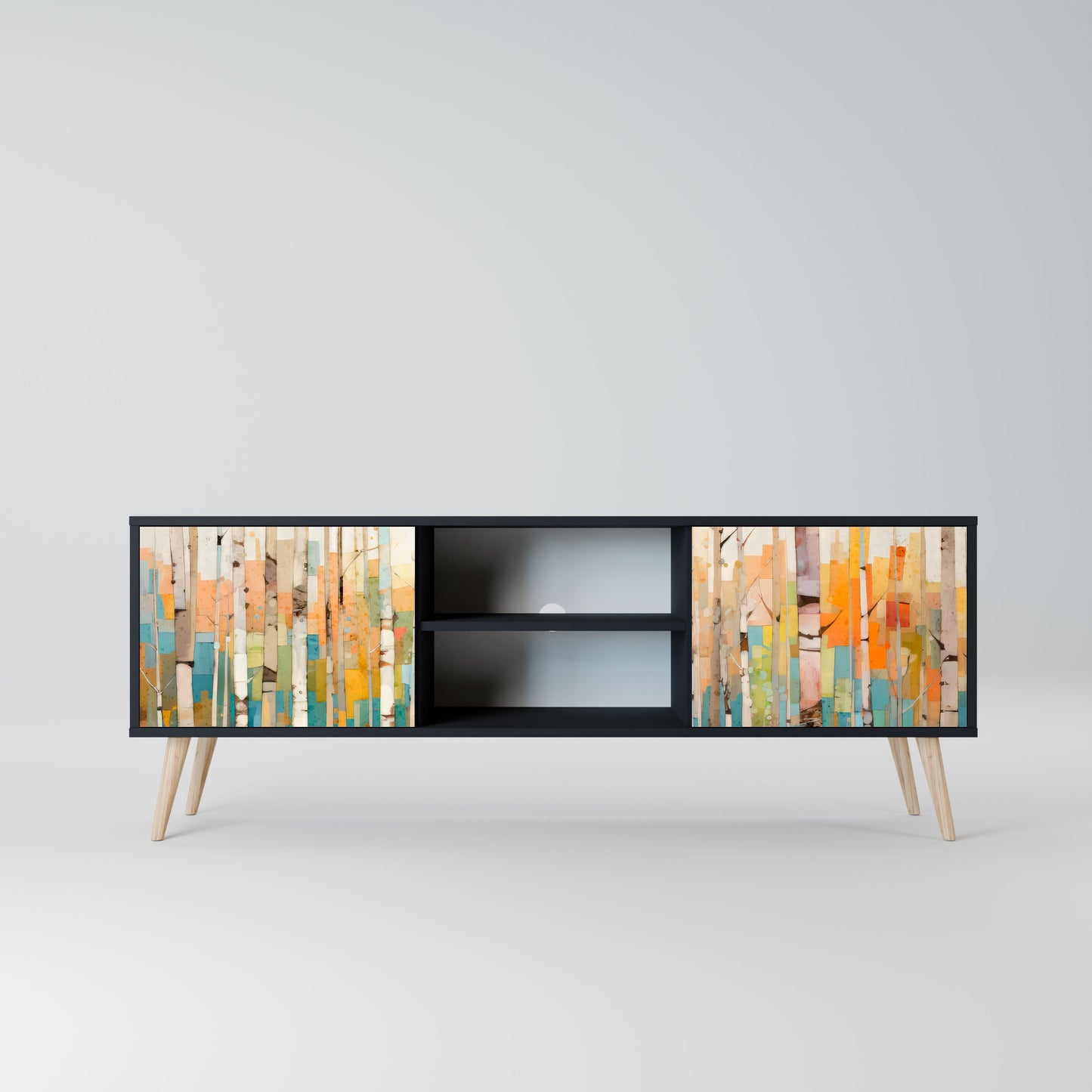 BIRCH KALEIDOSCOPE 2-Door TV Stand in Black Finish