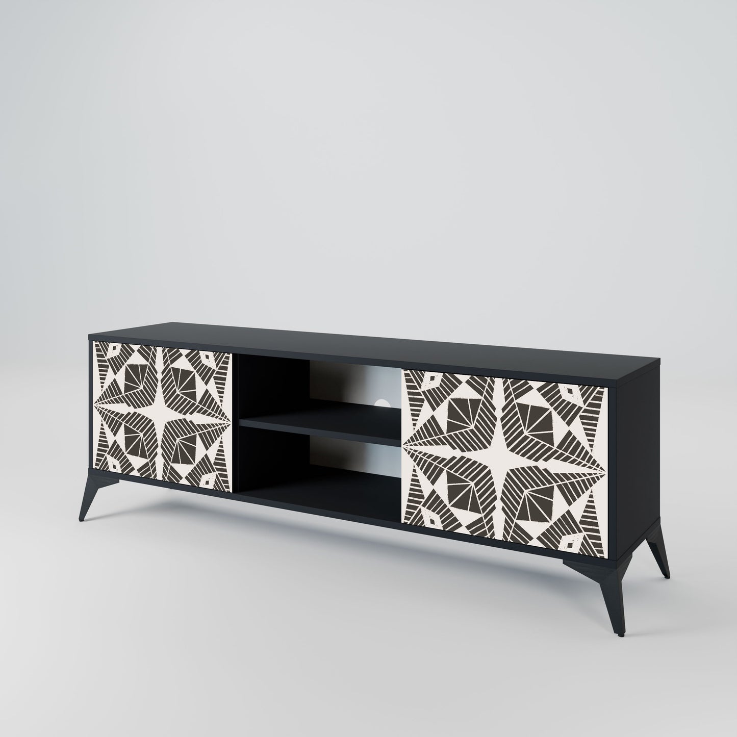 MONOCHROME NEXUS 2-Door TV Stand in Black Finish