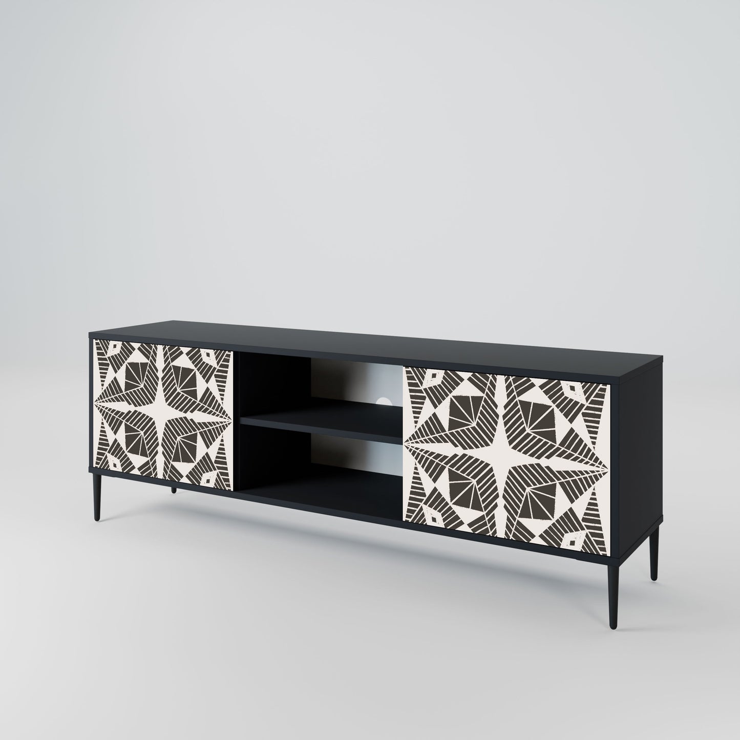 MONOCHROME NEXUS 2-Door TV Stand in Black Finish