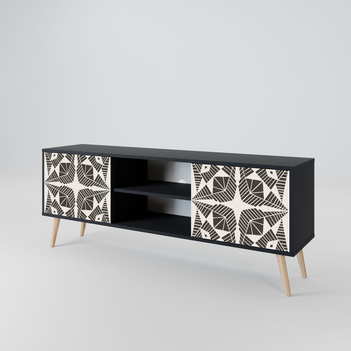 MONOCHROME NEXUS 2-Door TV Stand in Black Finish
