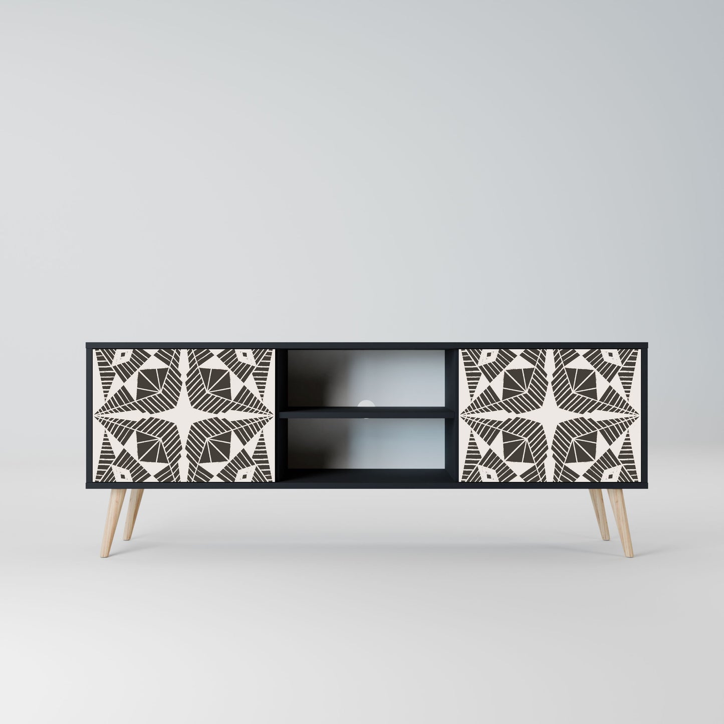 MONOCHROME NEXUS 2-Door TV Stand in Black Finish