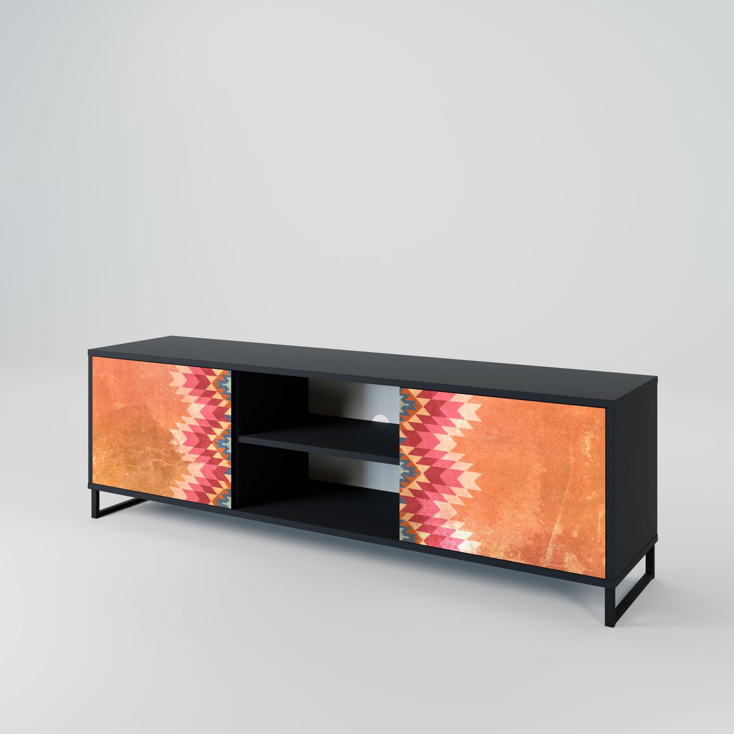 INDIAN FOLK 2-Door TV Stand in Black Finish