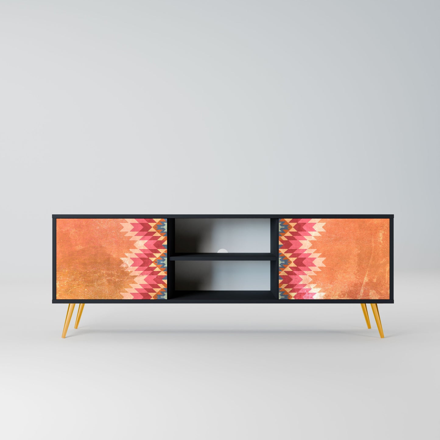 INDIAN FOLK 2-Door TV Stand in Black Finish