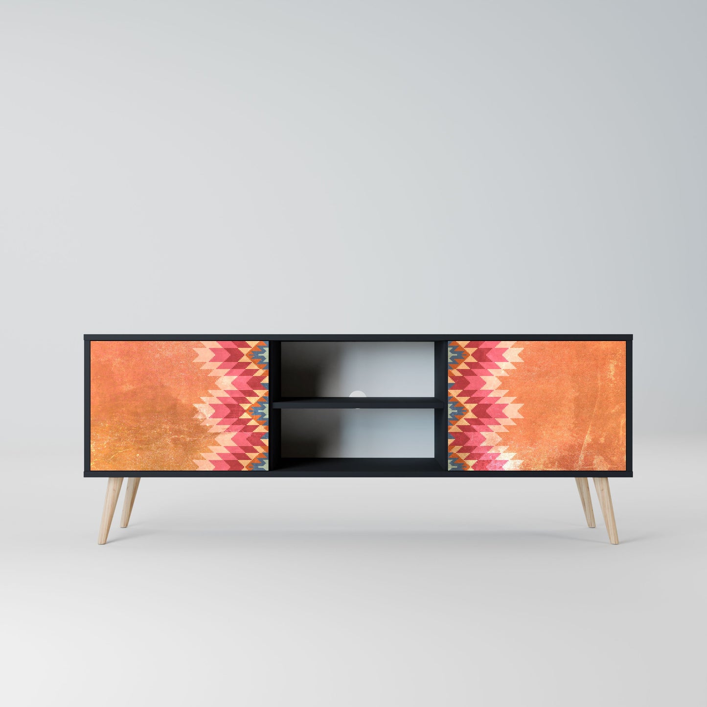 INDIAN FOLK 2-Door TV Stand in Black Finish