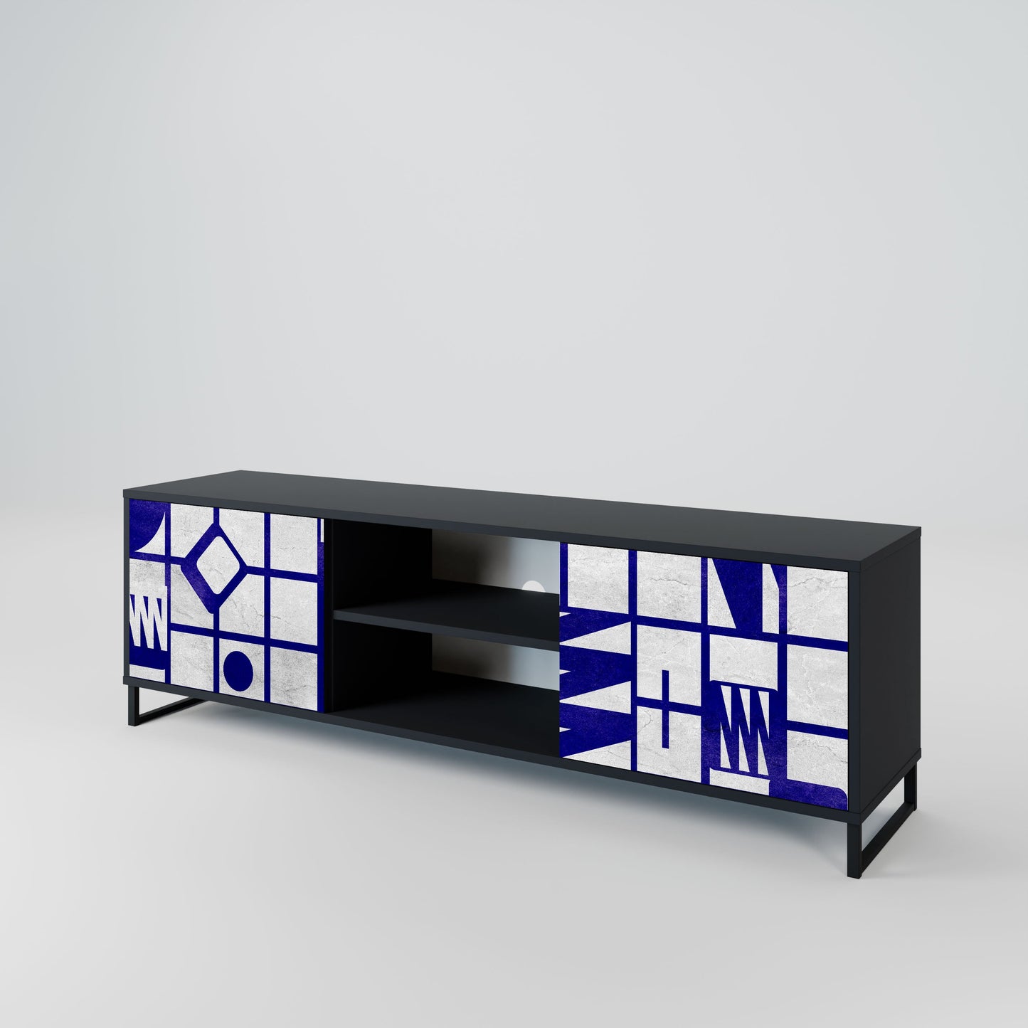 THE RIGHT PLACES 2-Door TV Stand in Black Finish