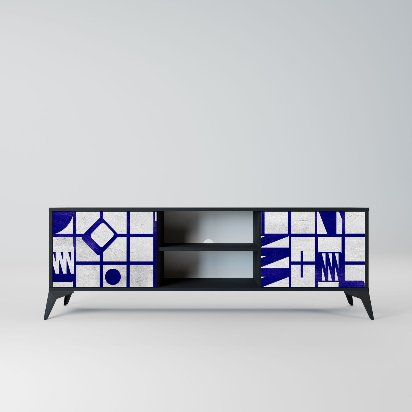 THE RIGHT PLACES 2-Door TV Stand in Black Finish
