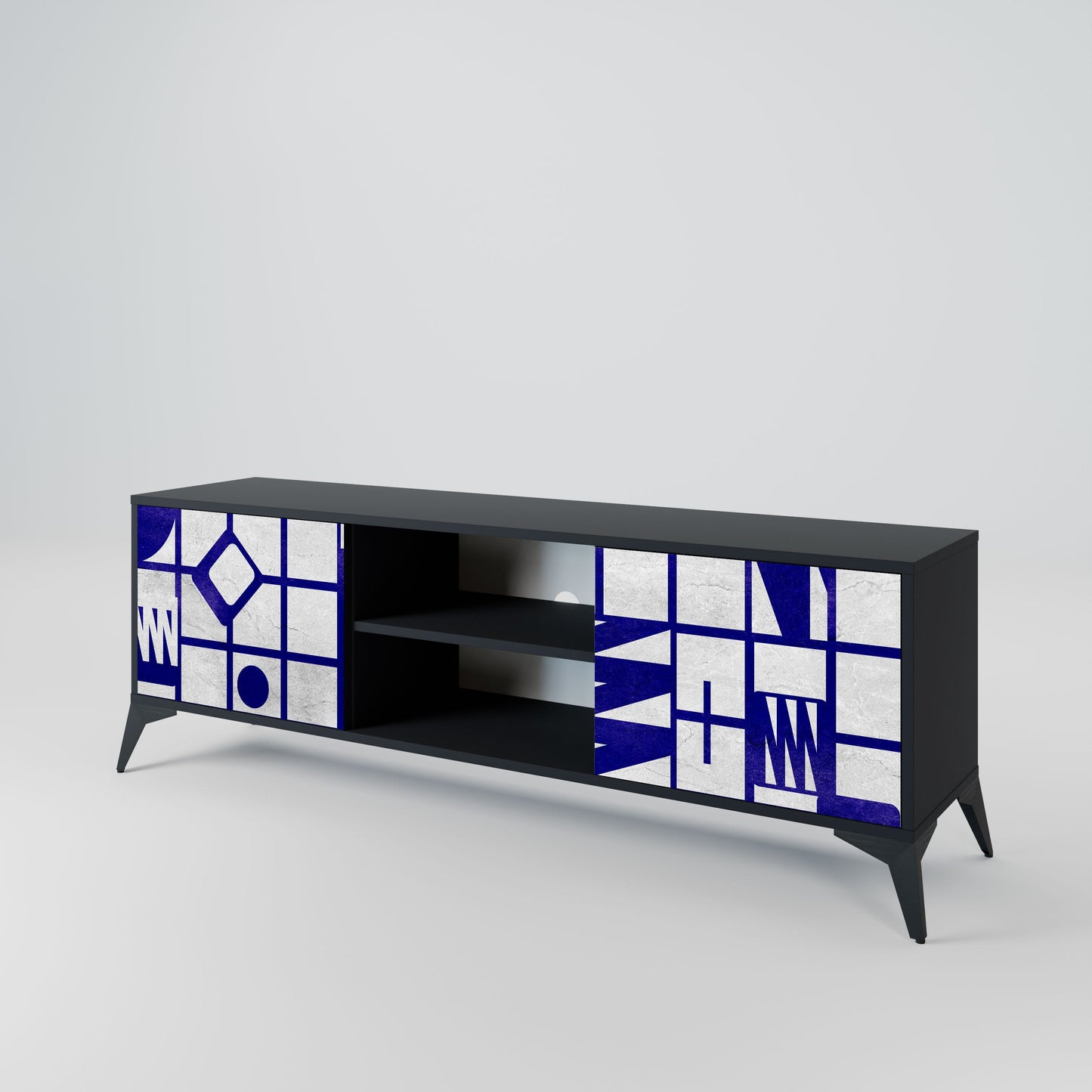 THE RIGHT PLACES 2-Door TV Stand in Black Finish
