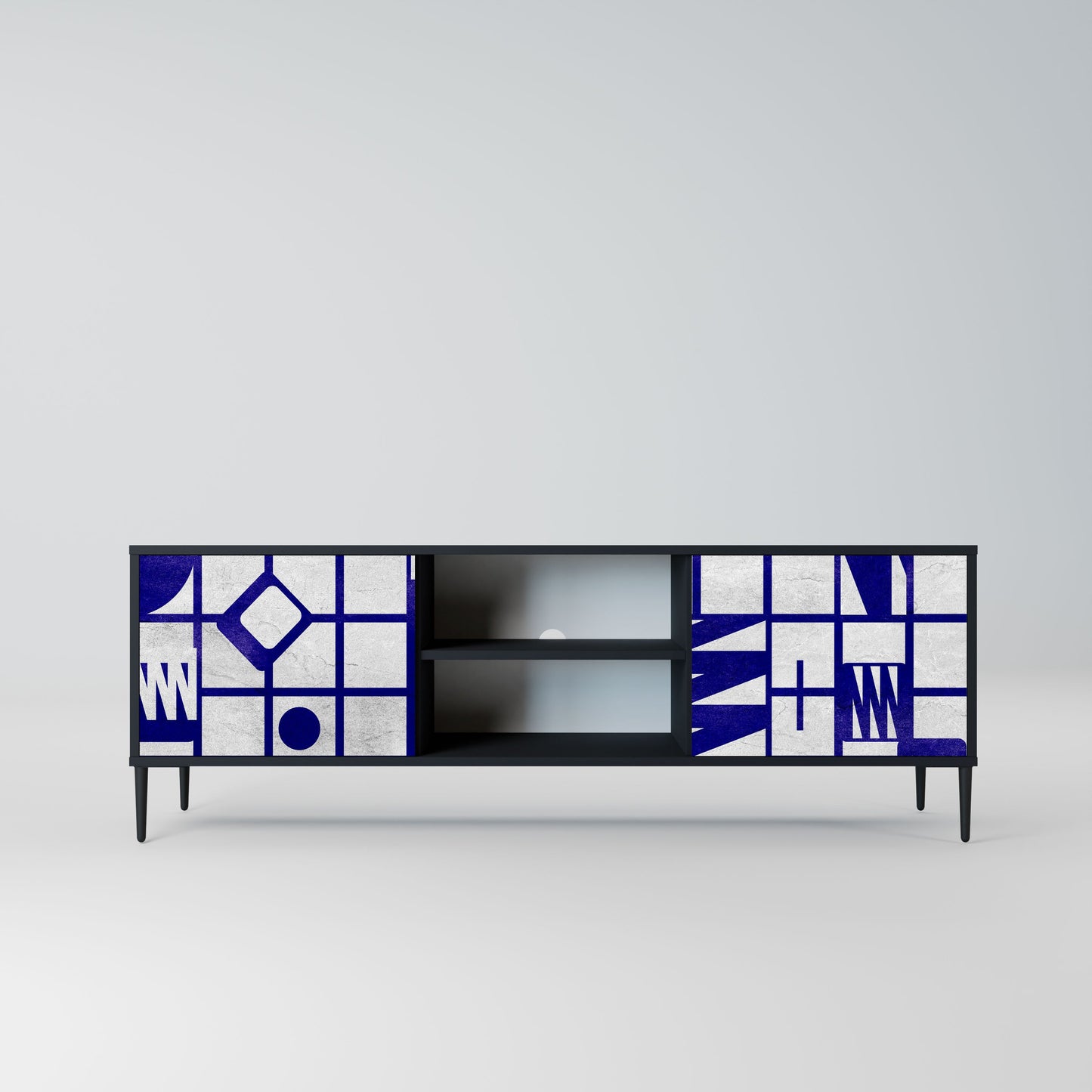 THE RIGHT PLACES 2-Door TV Stand in Black Finish