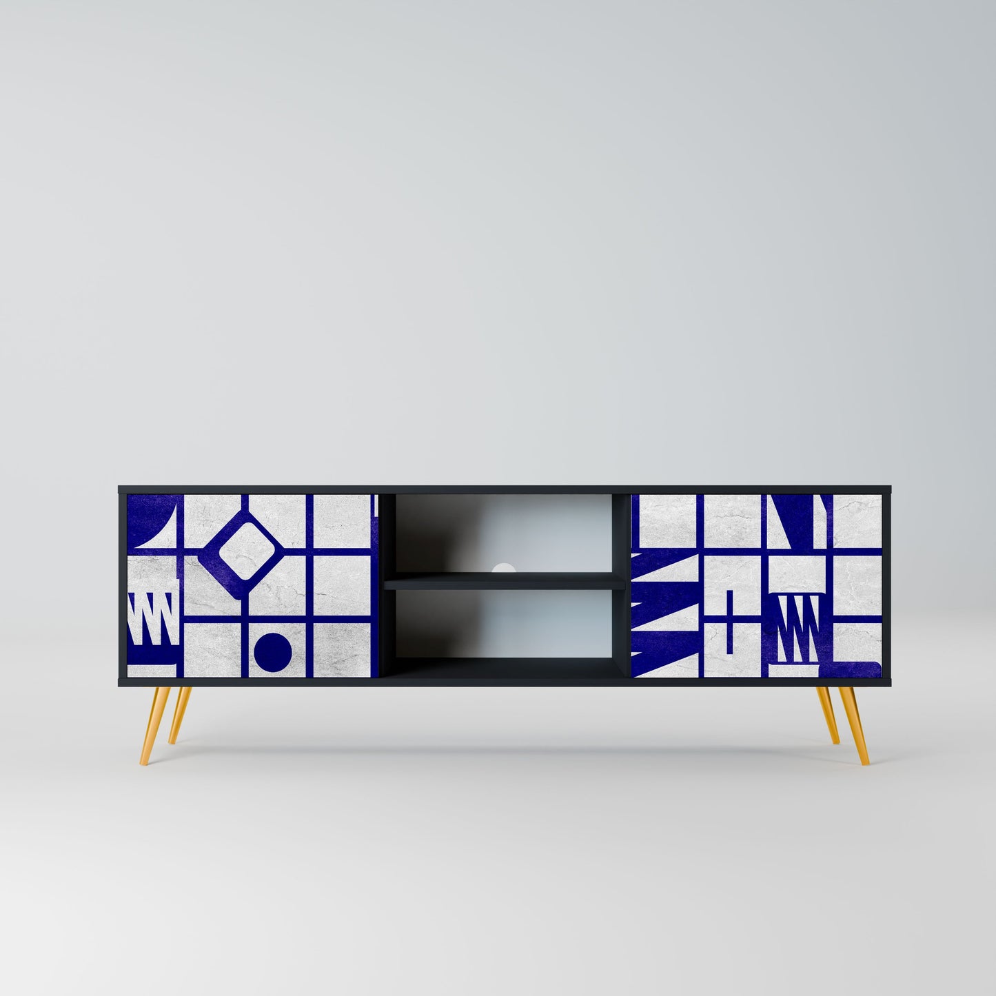 THE RIGHT PLACES 2-Door TV Stand in Black Finish