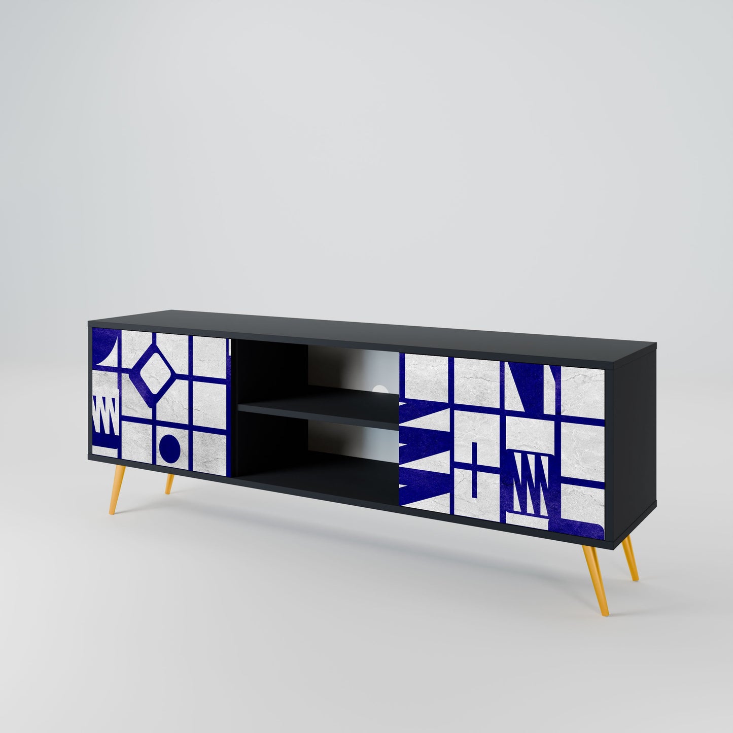 THE RIGHT PLACES 2-Door TV Stand in Black Finish