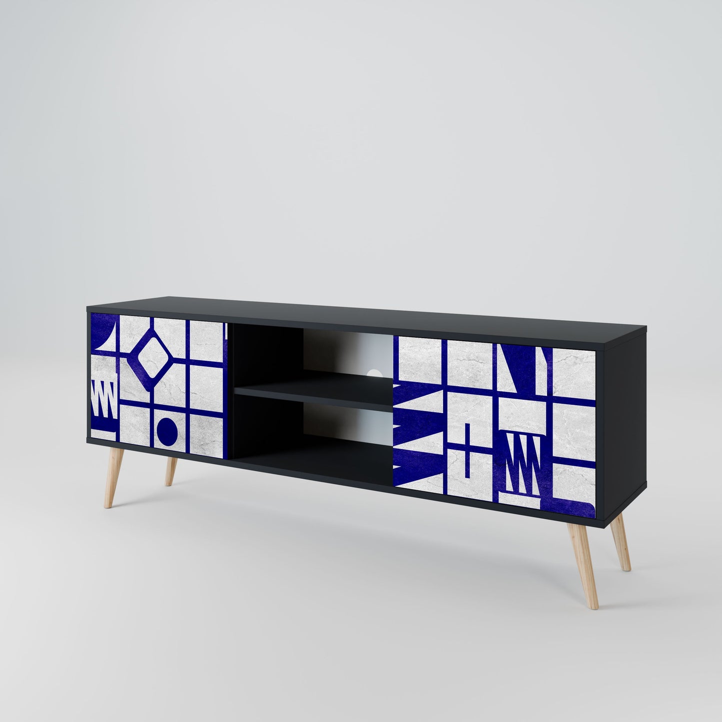 THE RIGHT PLACES 2-Door TV Stand in Black Finish