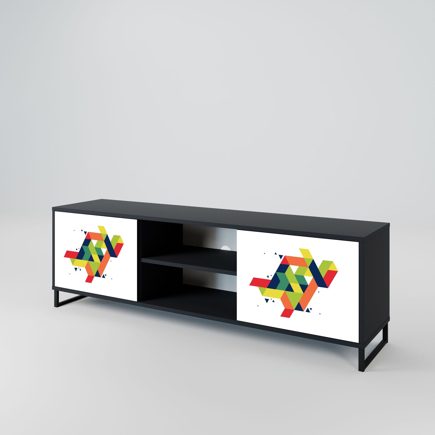 FUTURE SIGN 2-Door TV Stand in Black Finish