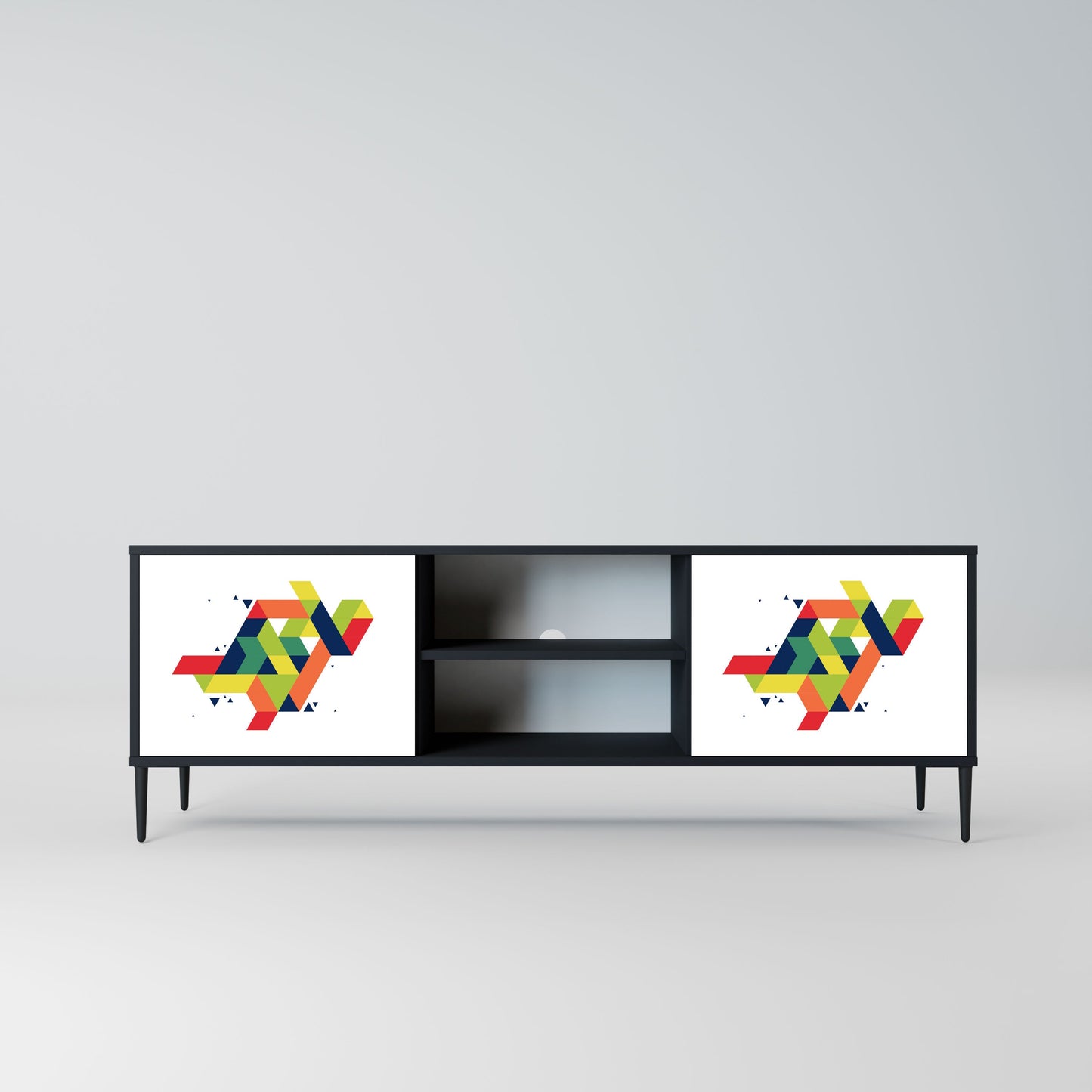 FUTURE SIGN 2-Door TV Stand in Black Finish