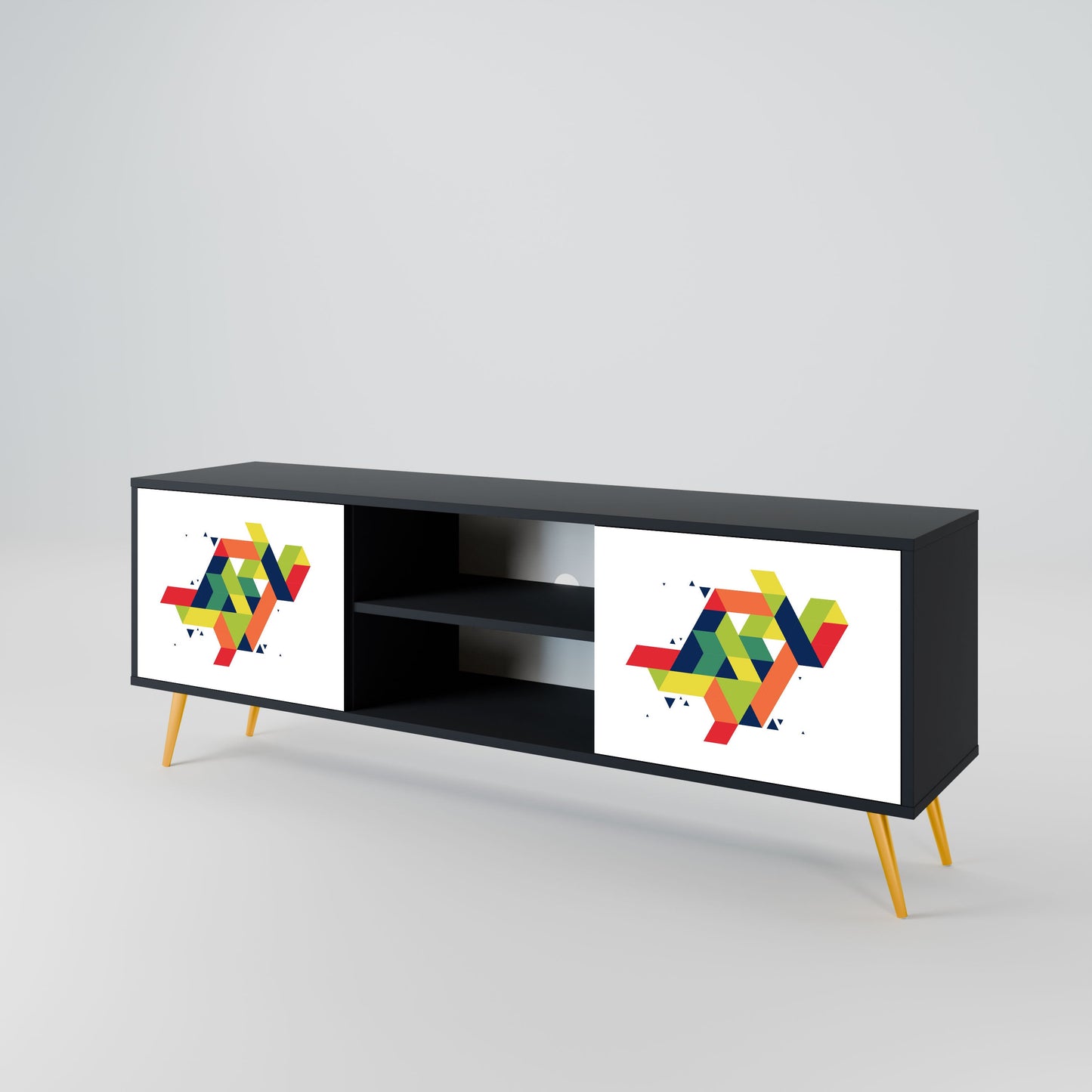 FUTURE SIGN 2-Door TV Stand in Black Finish