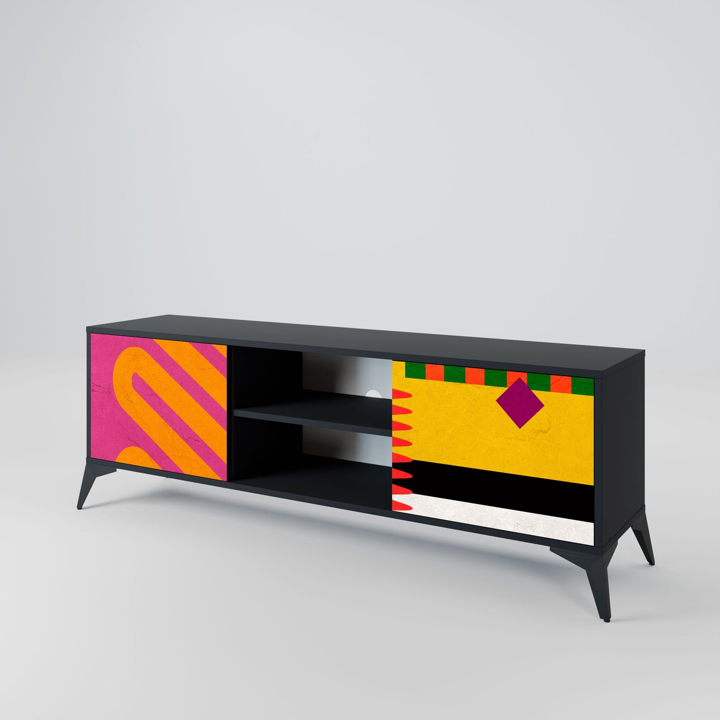 VIVID ART 2-Door TV Stand in Black Finish