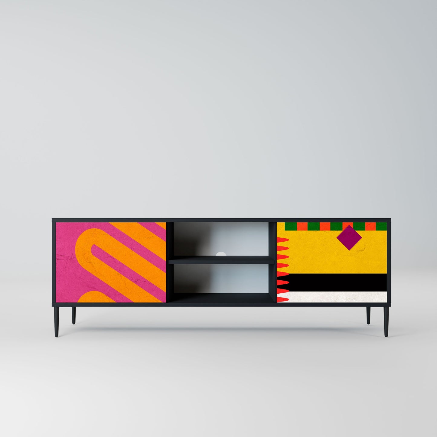 VIVID ART 2-Door TV Stand in Black Finish