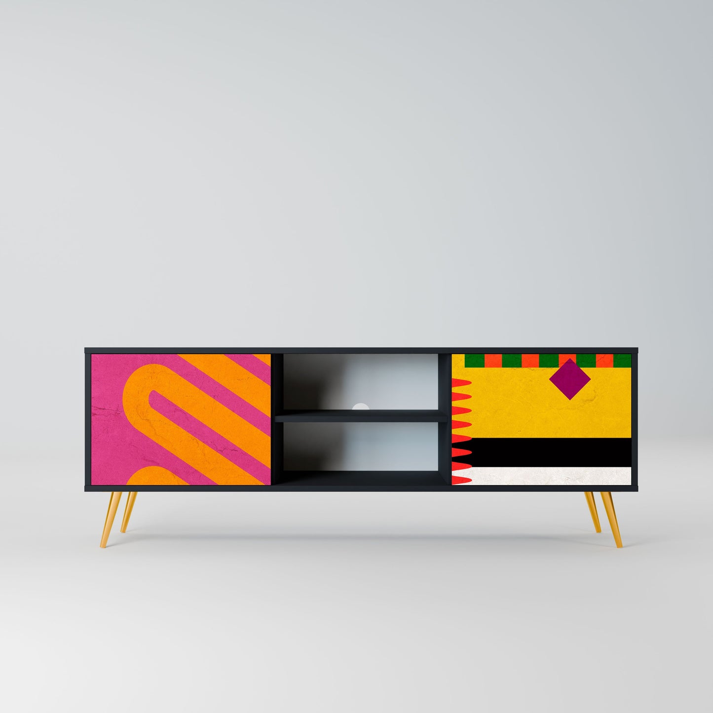 VIVID ART 2-Door TV Stand in Black Finish