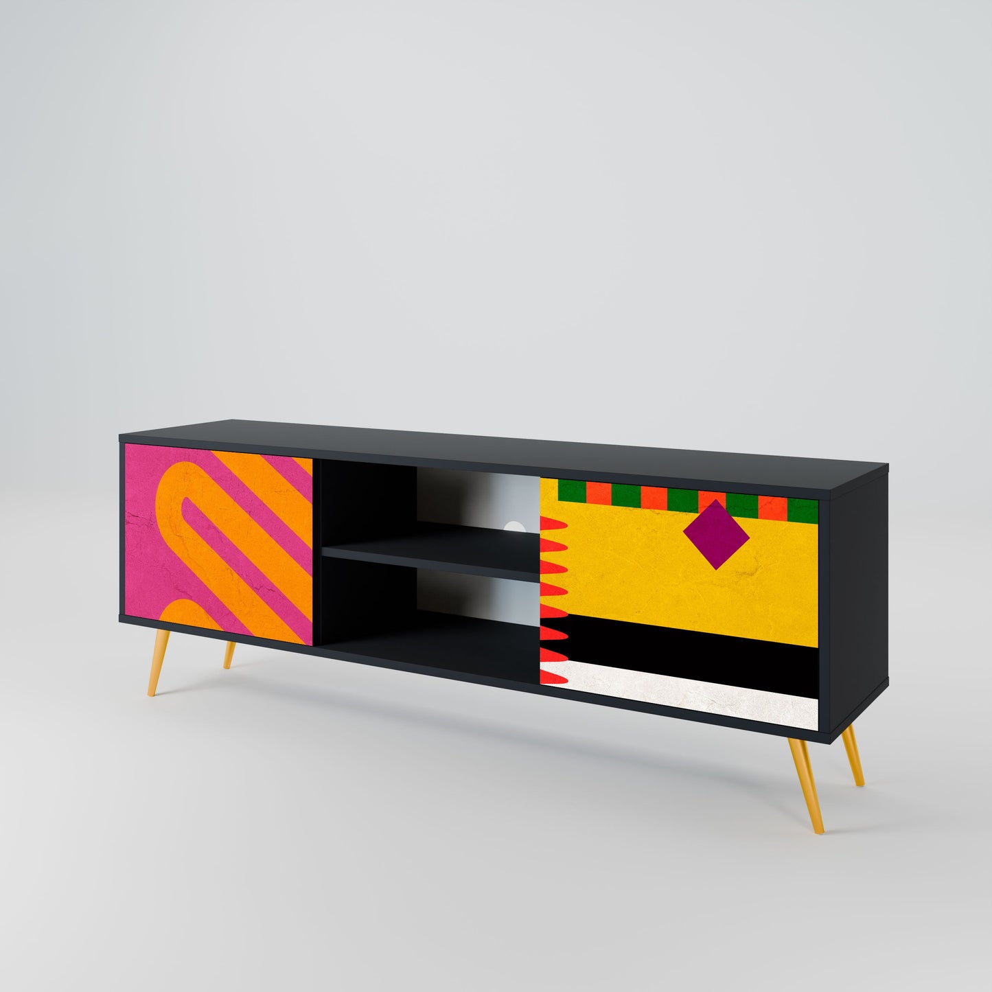 VIVID ART 2-Door TV Stand in Black Finish