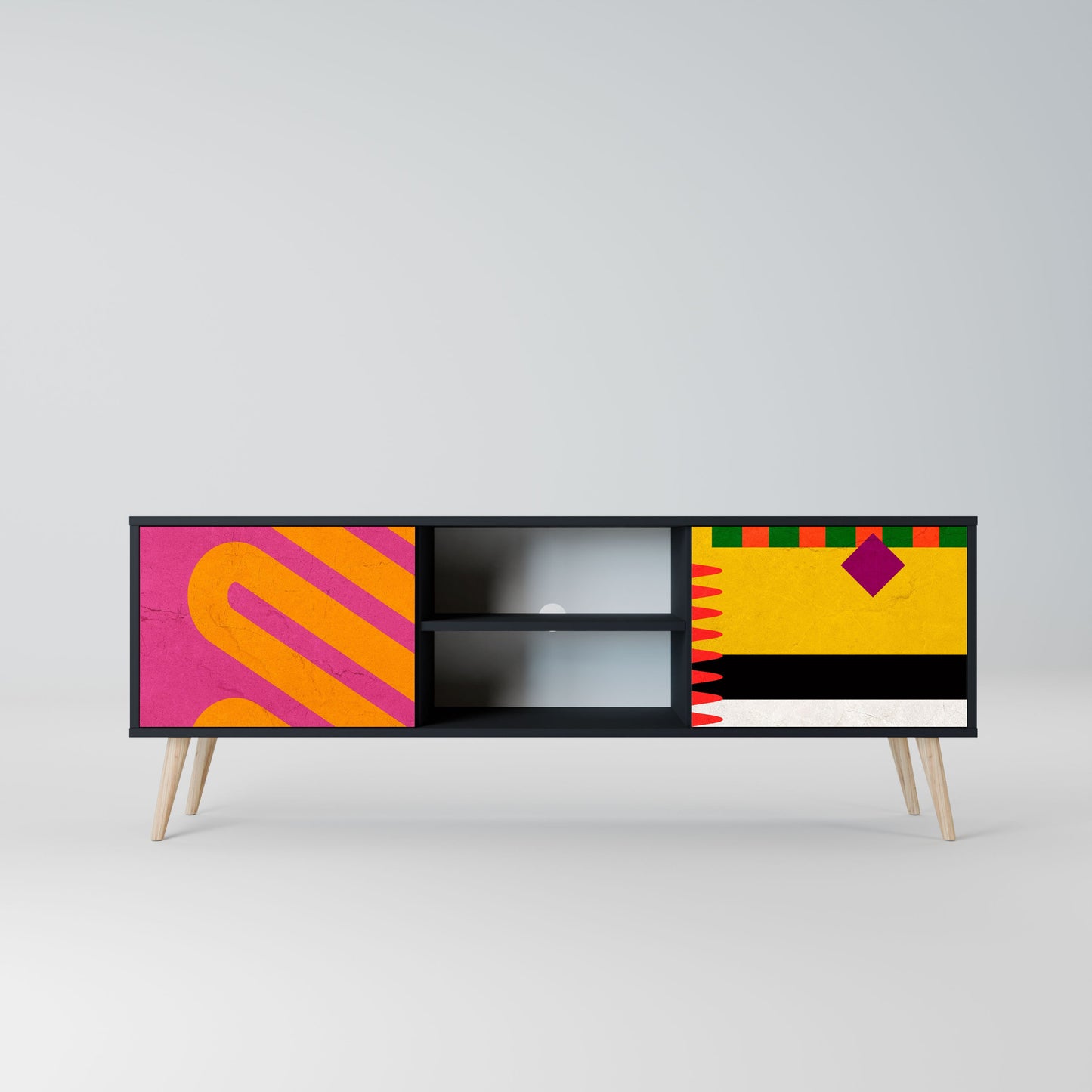 VIVID ART 2-Door TV Stand in Black Finish