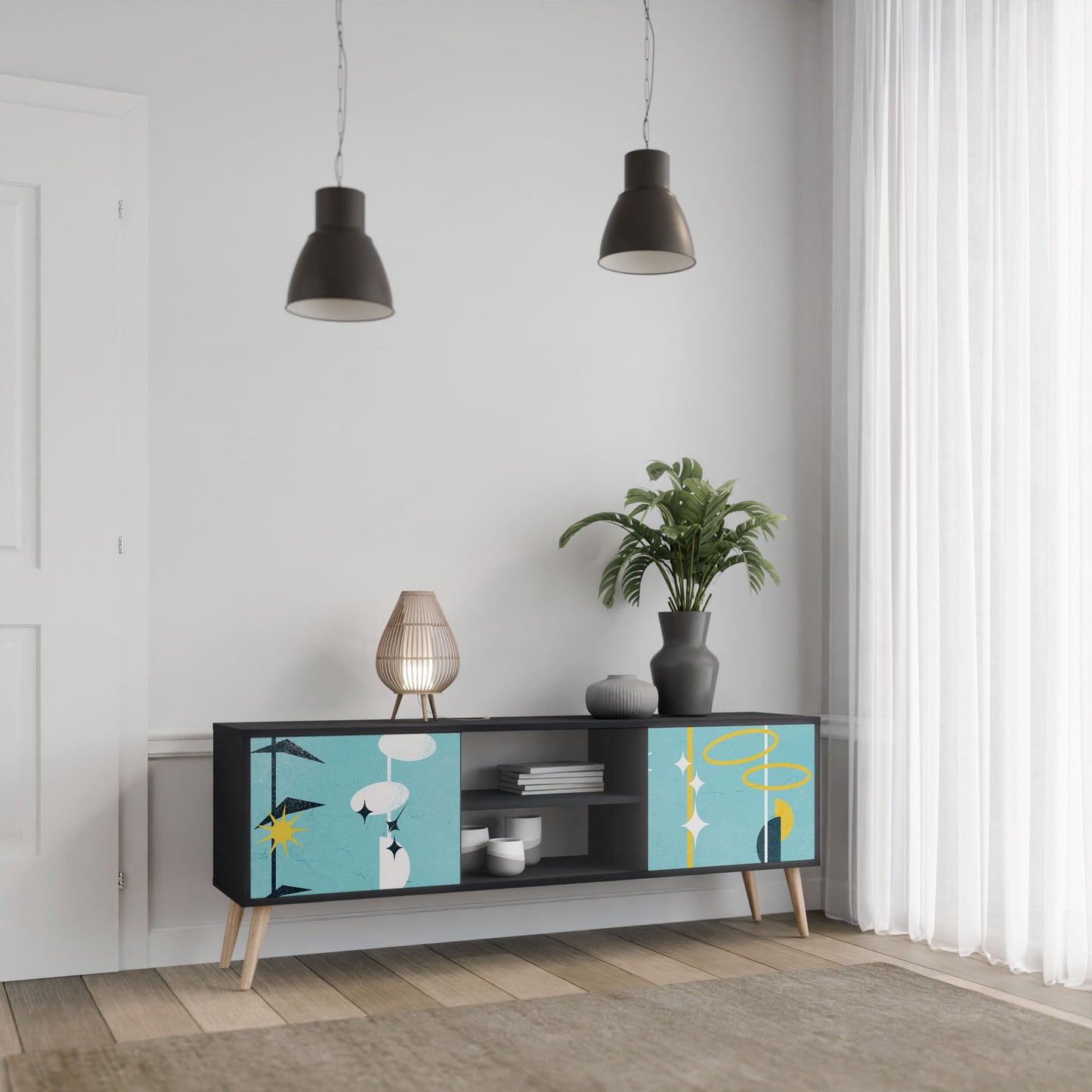 PATHS TO HAPPINESS Mobile TV a 2 ante con finitura nera