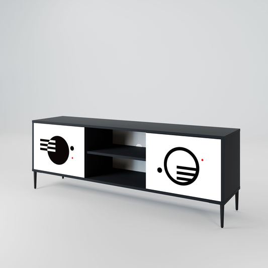 Mobile TV a 2 ante con combinazione di bianco e nero e finitura nera