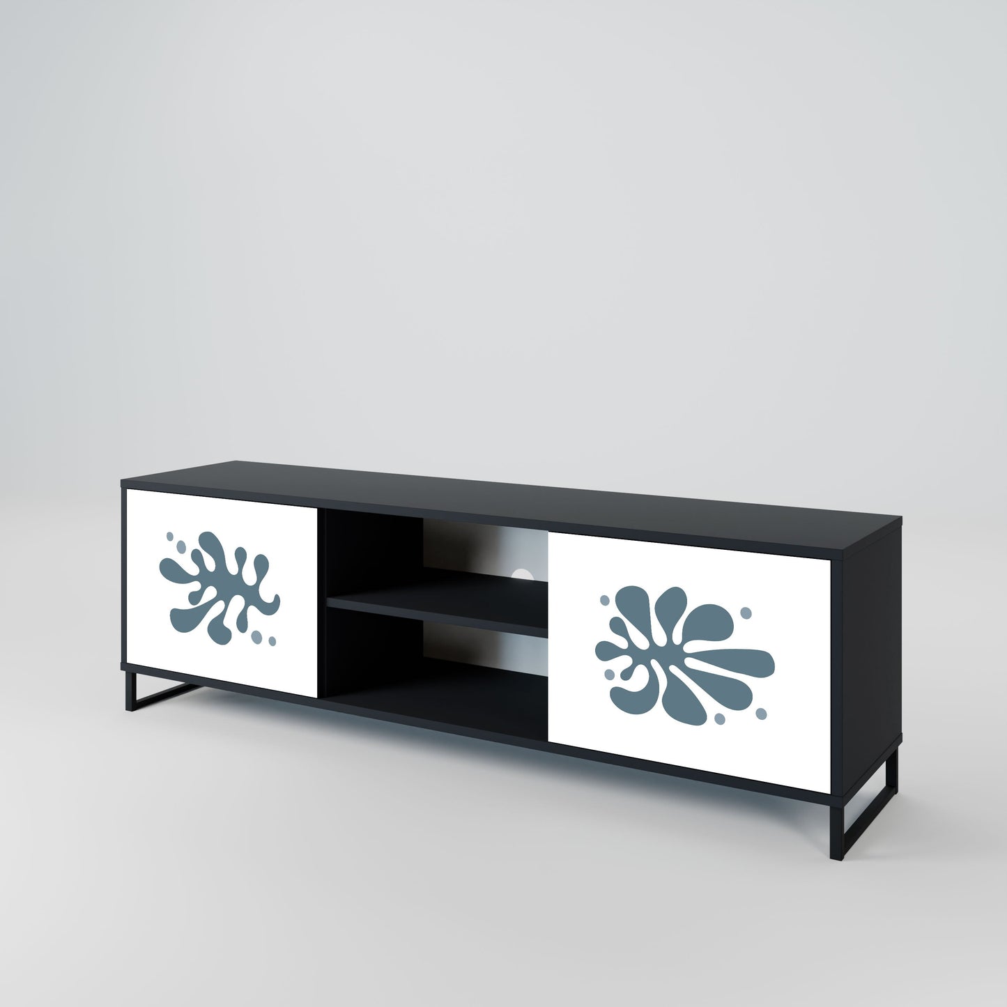 Mobile TV WONDERLAND VEGETATION a 2 ante con finitura nera
