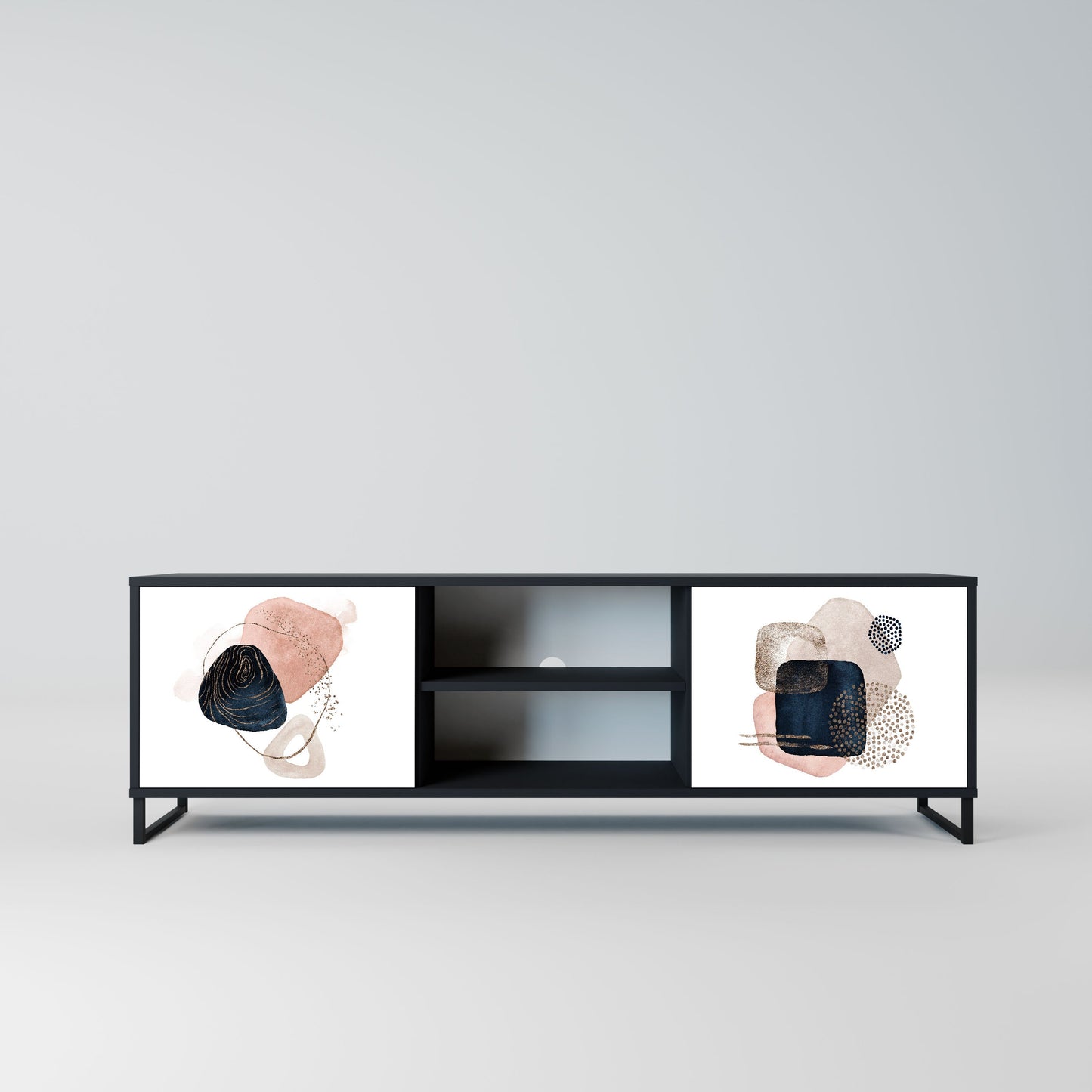 Mobile TV a 2 ante COLORFUL SHAPES in finitura nera