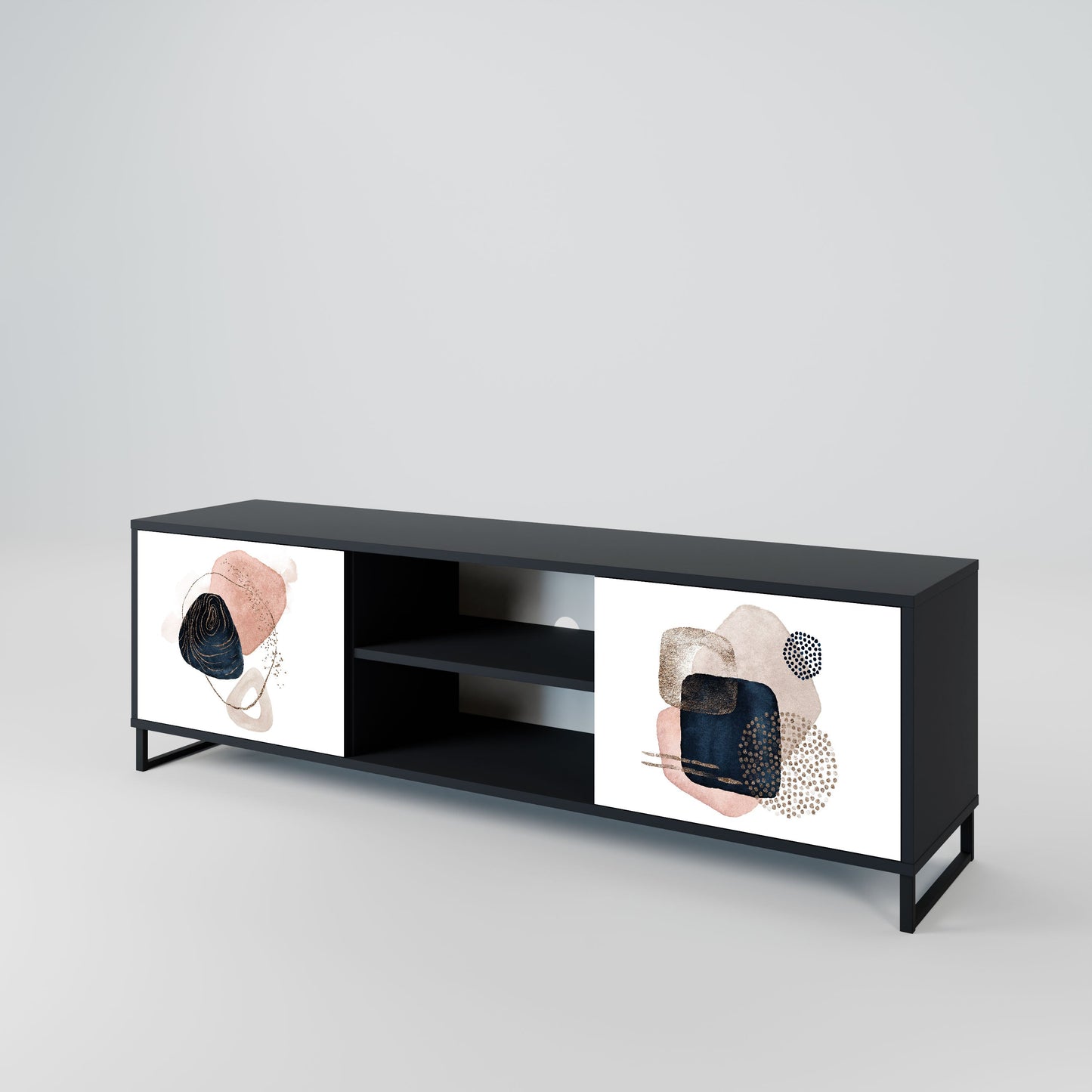 Mobile TV a 2 ante COLORFUL SHAPES in finitura nera