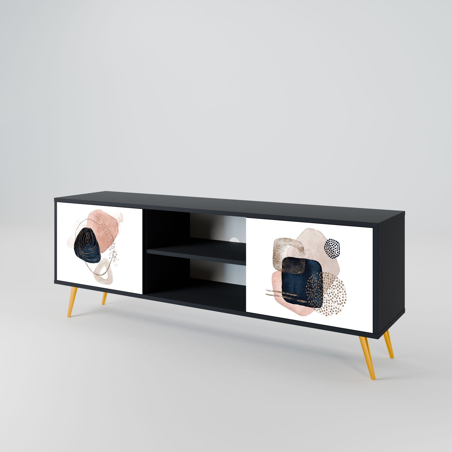 Mobile TV a 2 ante COLORFUL SHAPES in finitura nera