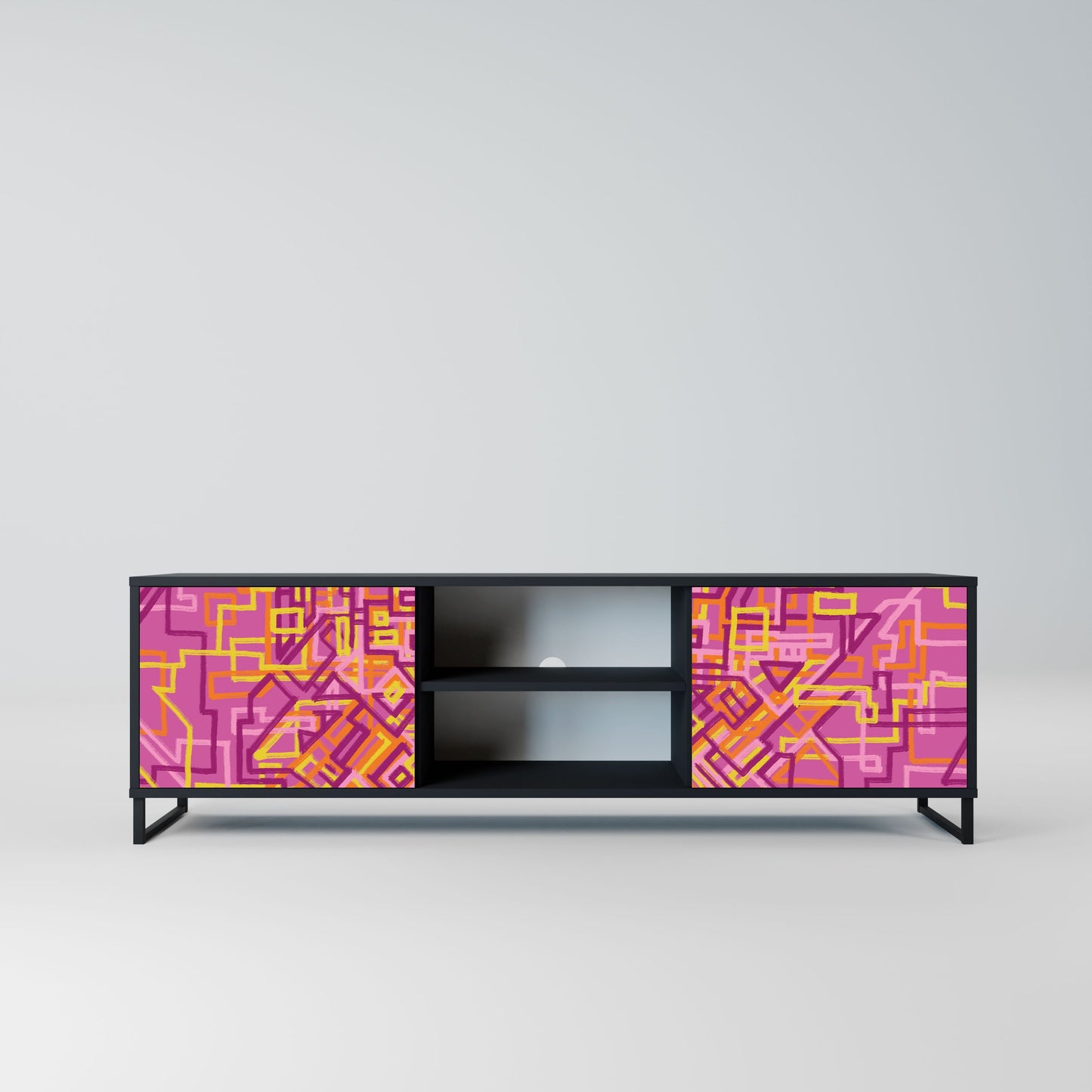 Mobile TV LOVELY MEMORIES a 2 ante con finitura nera