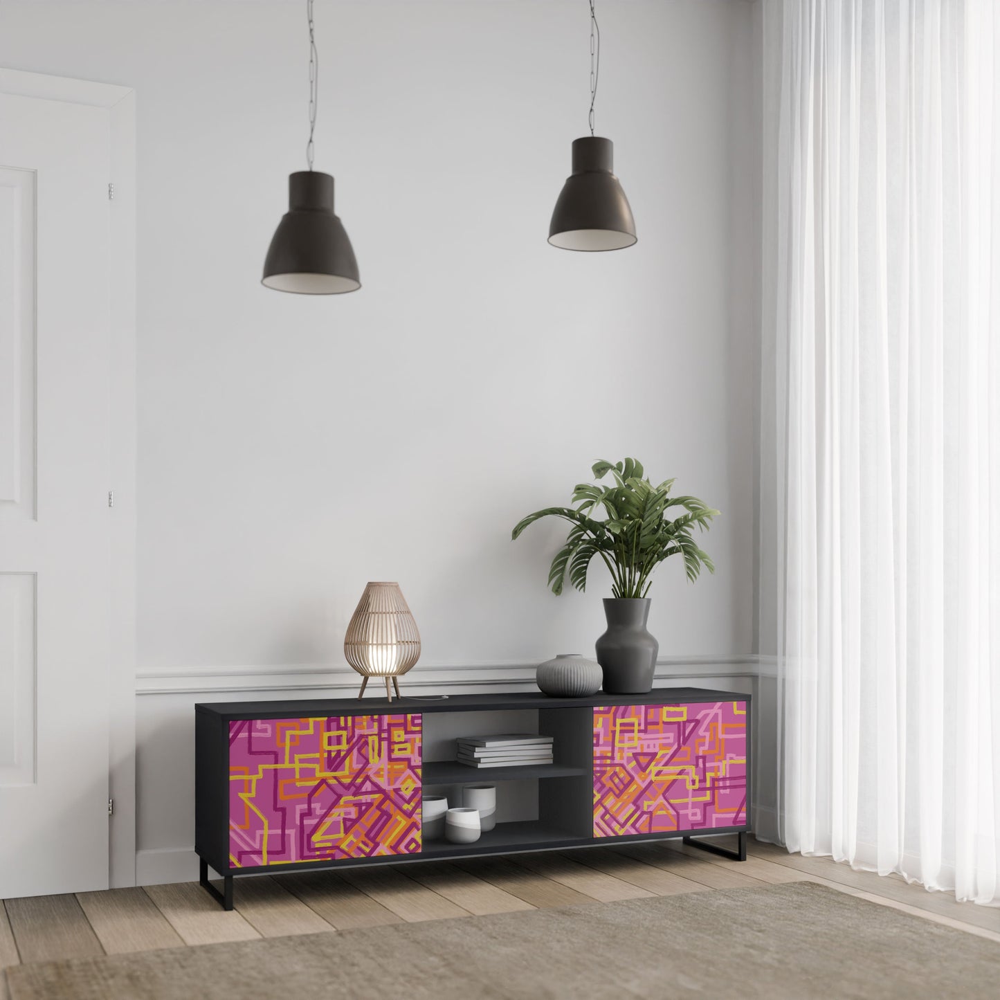 Mobile TV LOVELY MEMORIES a 2 ante con finitura nera