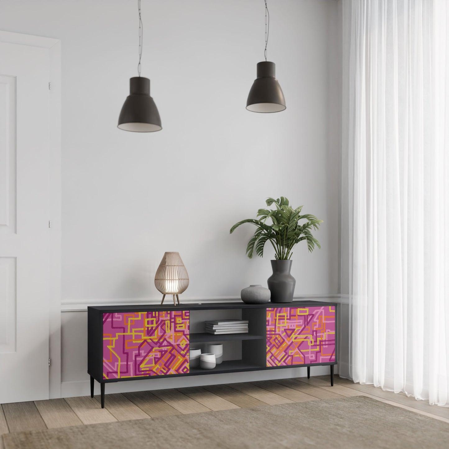 Mobile TV LOVELY MEMORIES a 2 ante con finitura nera
