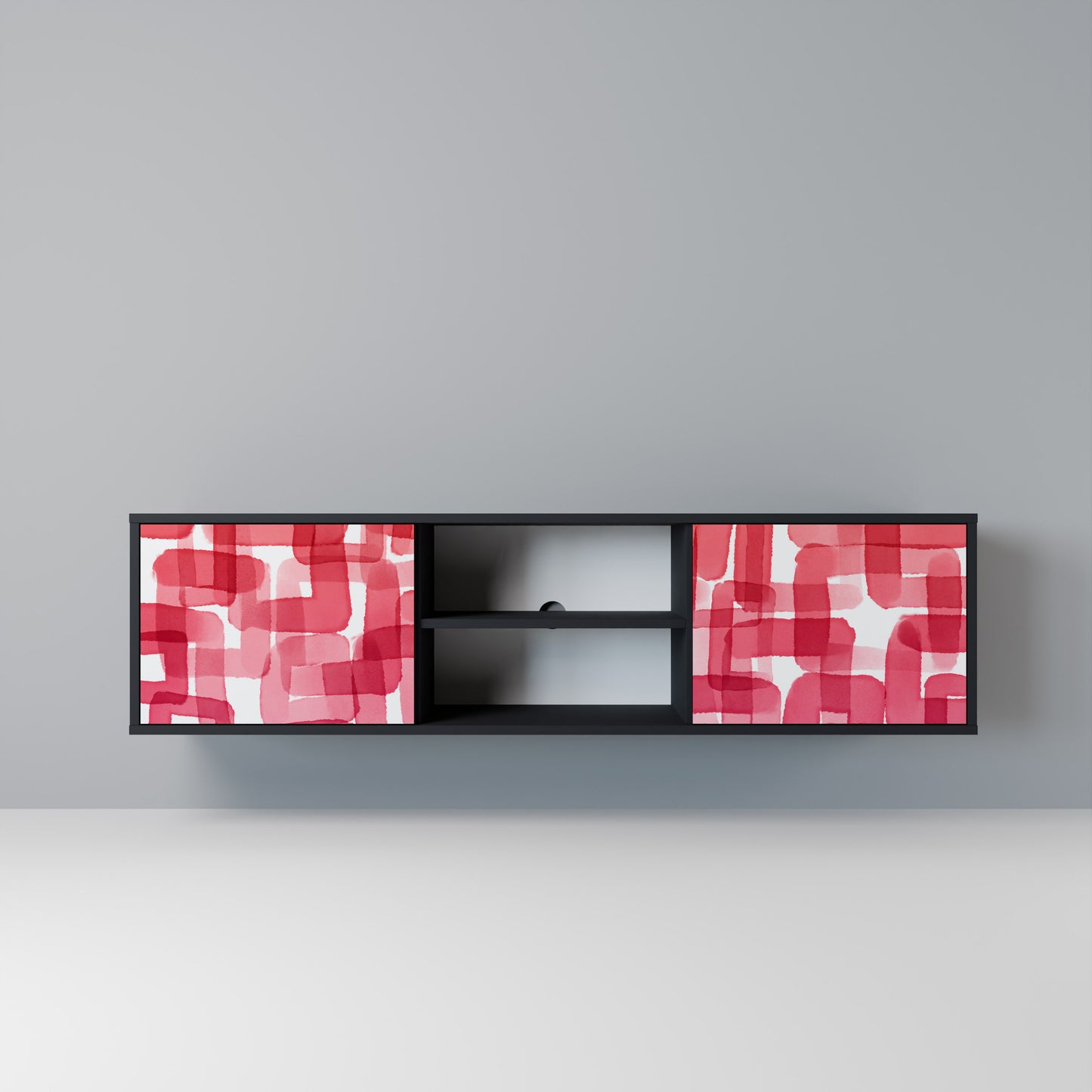 KALEIDOSCOPIC CUBISM Mobile TV a 2 Ante in Finitura Nera