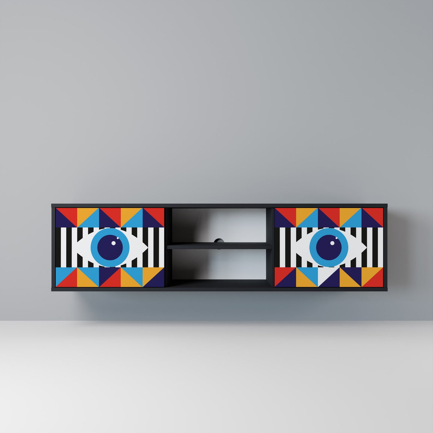 ABSTRACTION AND GEOMETRY Mobile TV a 2 Ante in Finitura Nera
