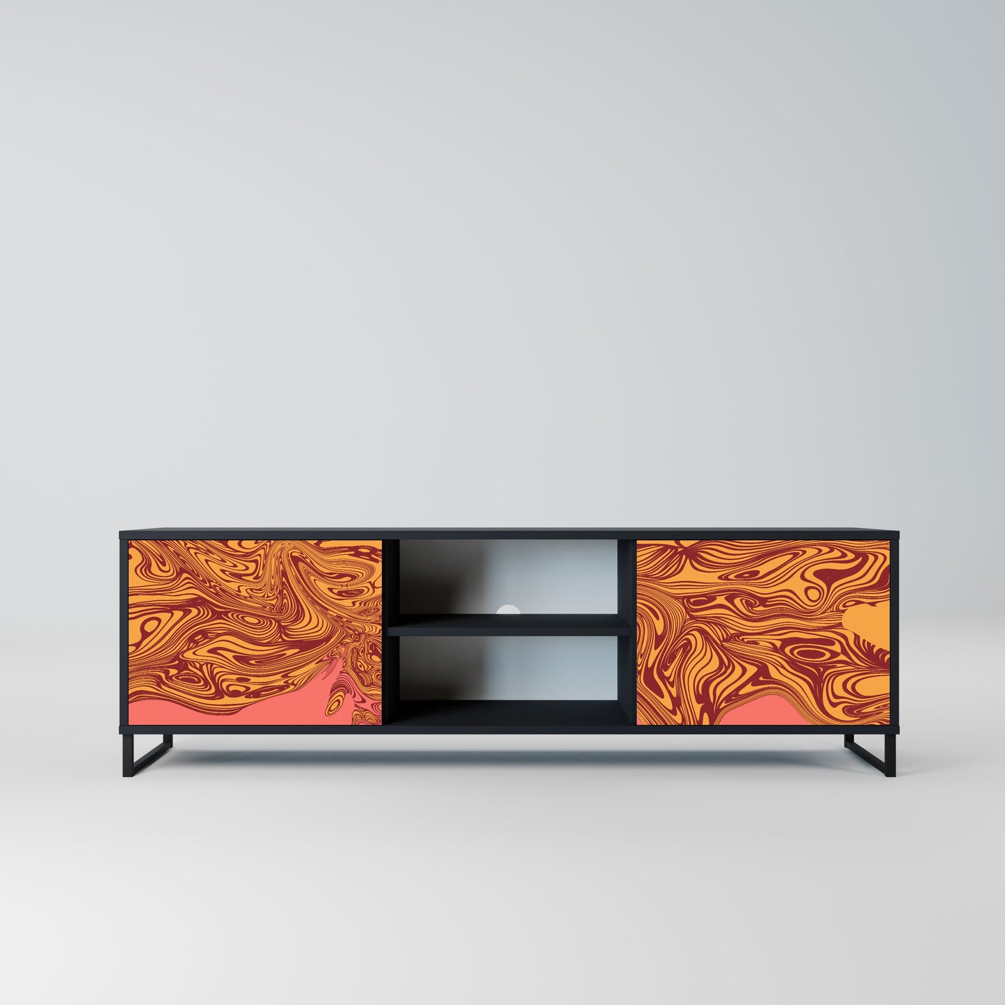 FLOATING THOUGHTS 2-Door TV Stand in Black Finish