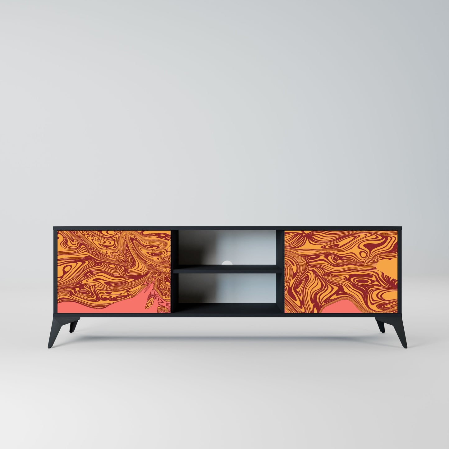 FLOATING THOUGHTS 2-Door TV Stand in Black Finish