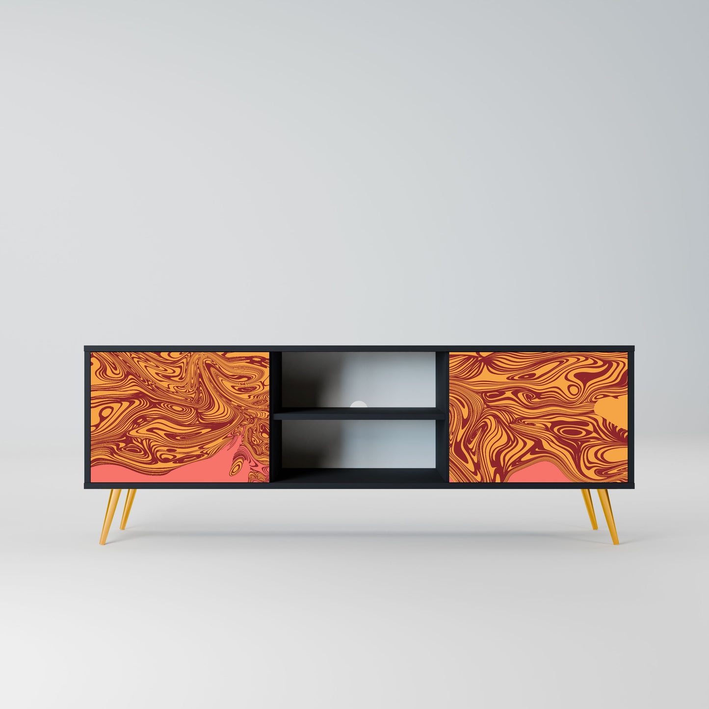FLOATING THOUGHTS 2-Door TV Stand in Black Finish