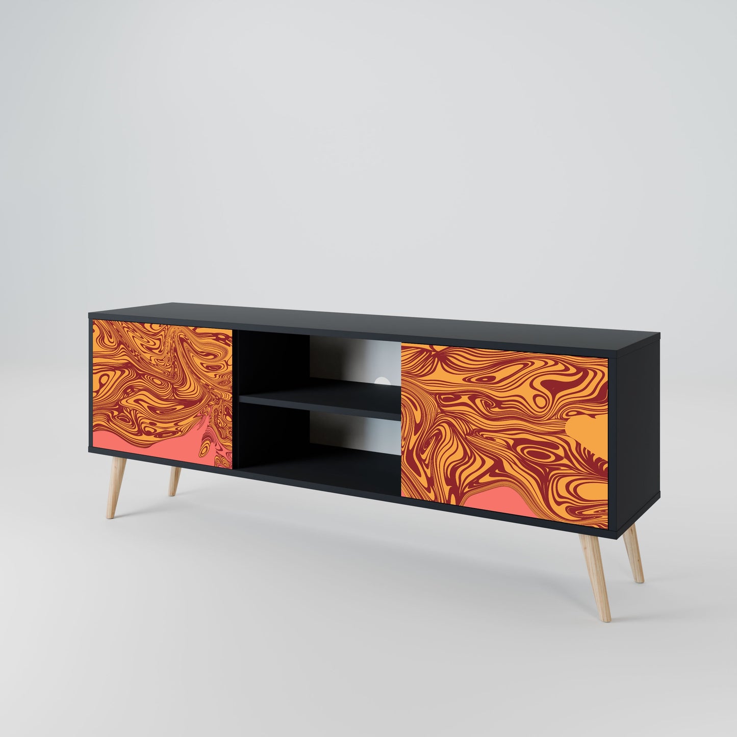 FLOATING THOUGHTS 2-Door TV Stand in Black Finish