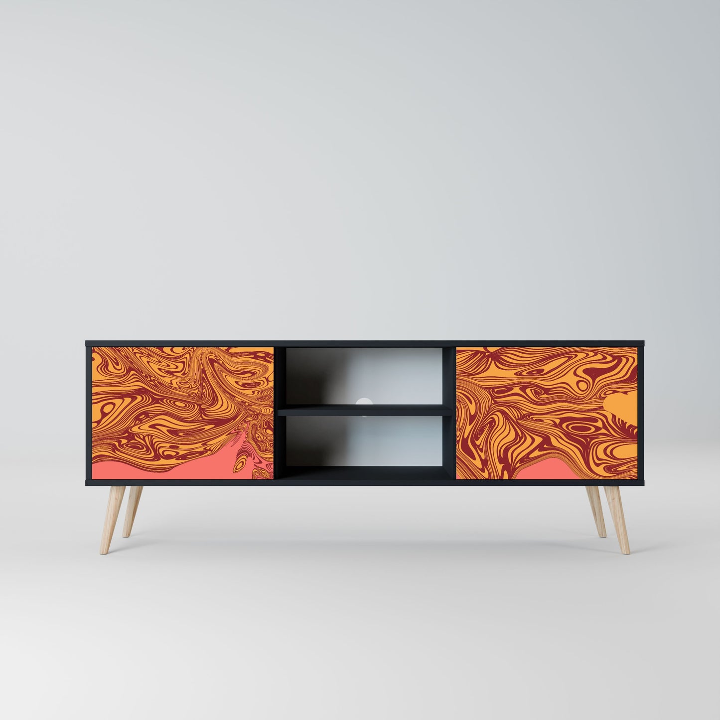 FLOATING THOUGHTS 2-Door TV Stand in Black Finish