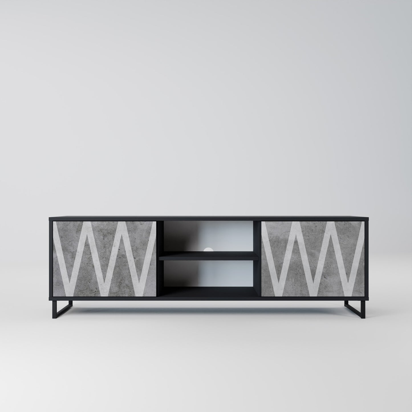 Mobile TV SOLID ZIG ZAG a 2 ante con finitura nera