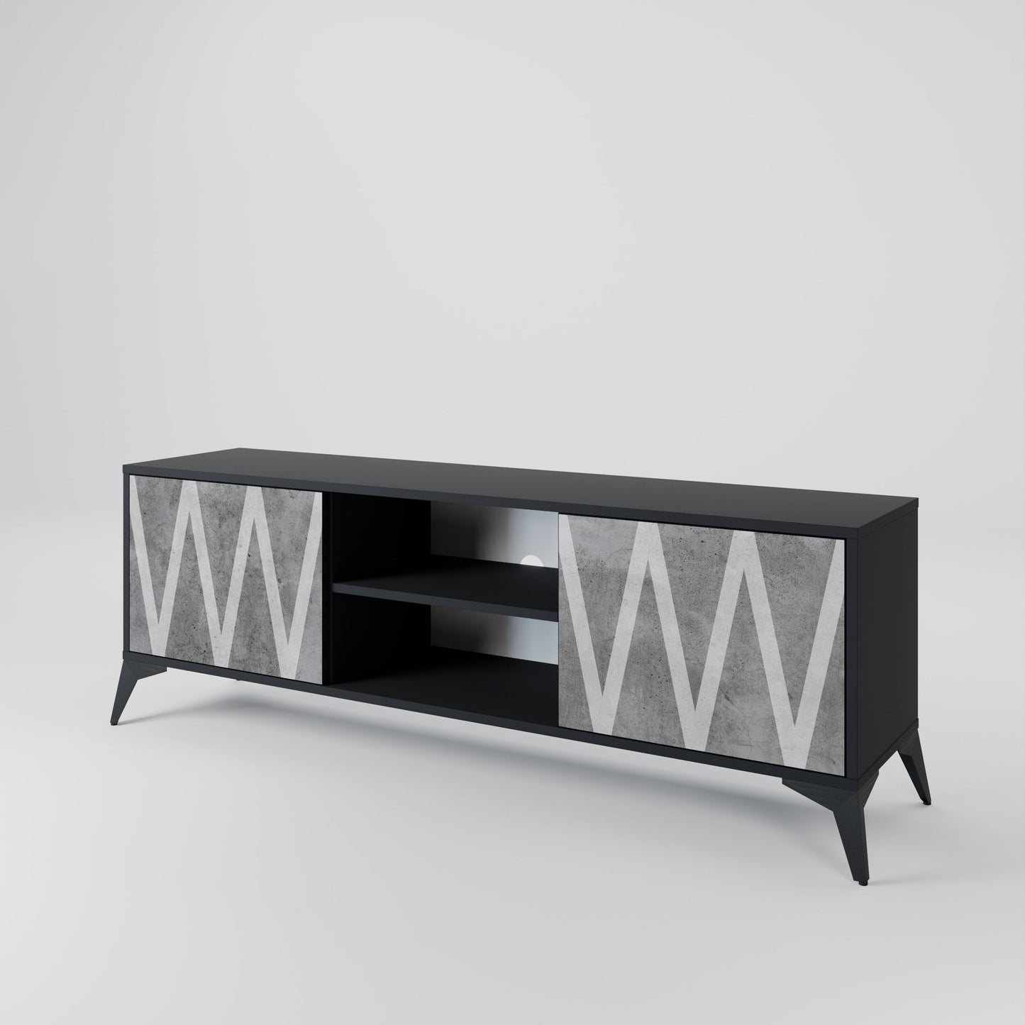 Mobile TV SOLID ZIG ZAG a 2 ante con finitura nera