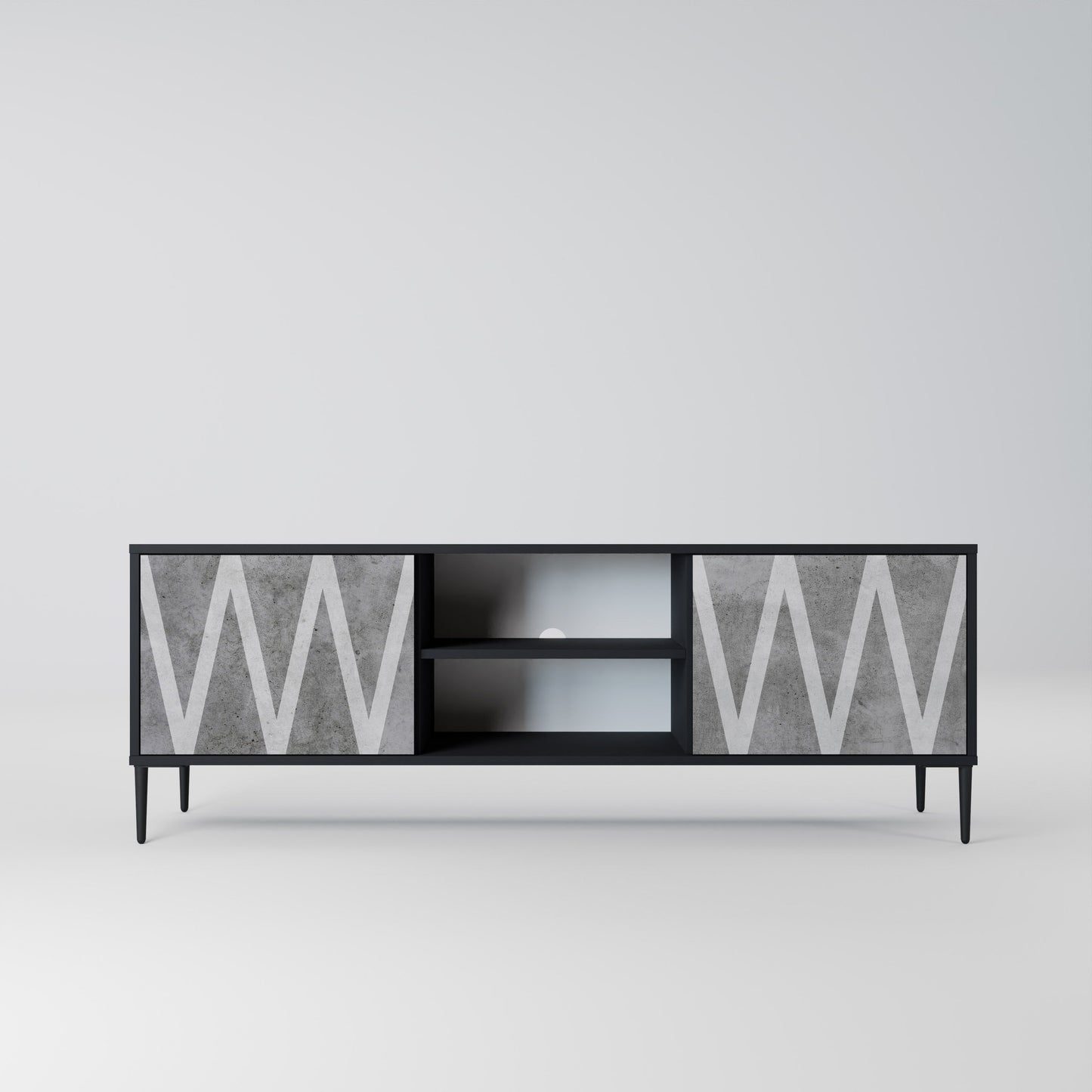 Mobile TV SOLID ZIG ZAG a 2 ante con finitura nera