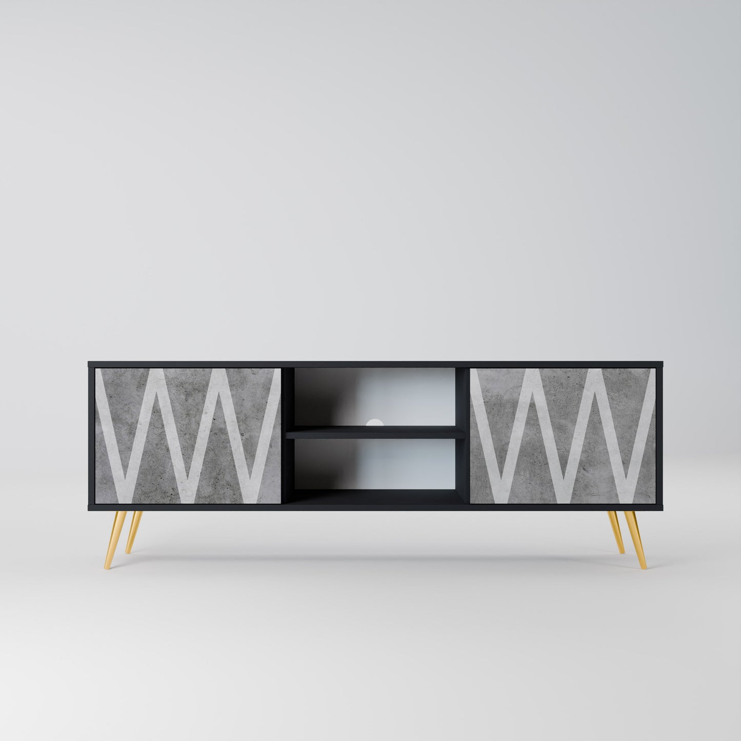 Mobile TV SOLID ZIG ZAG a 2 ante con finitura nera
