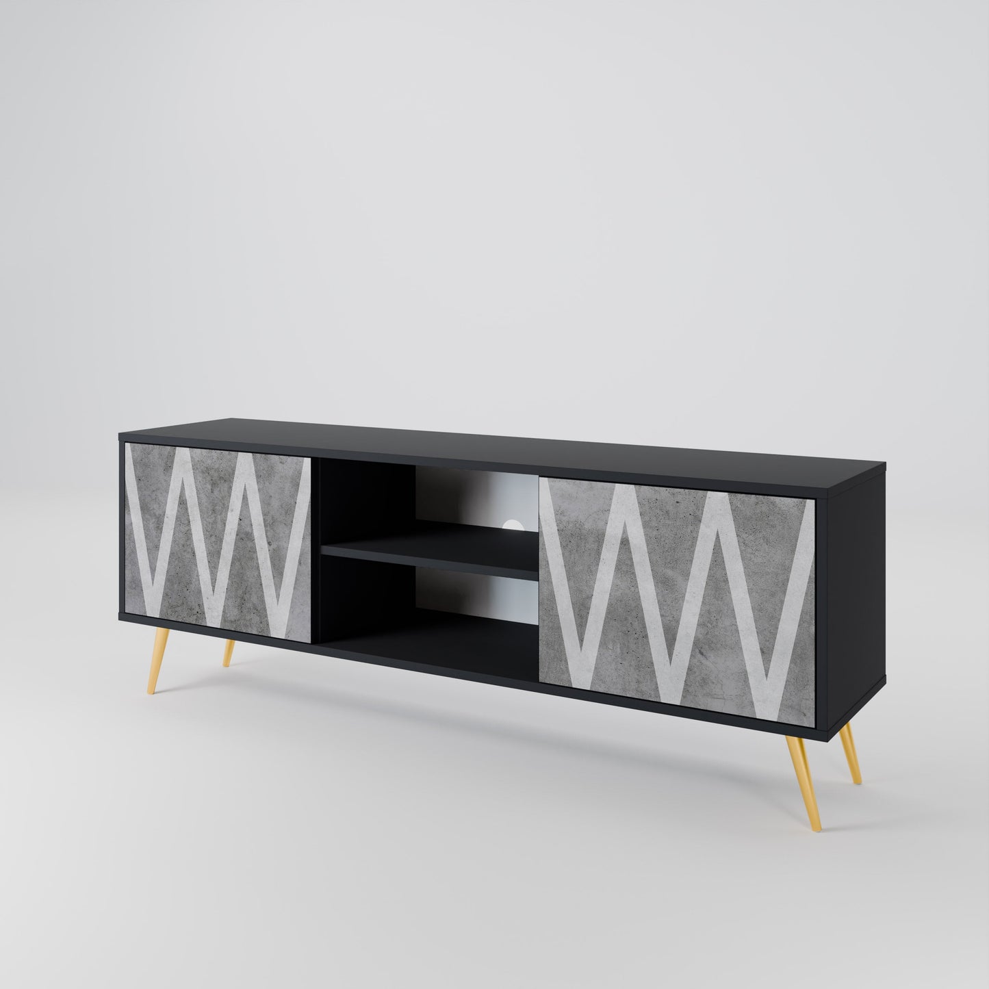 Mobile TV SOLID ZIG ZAG a 2 ante con finitura nera