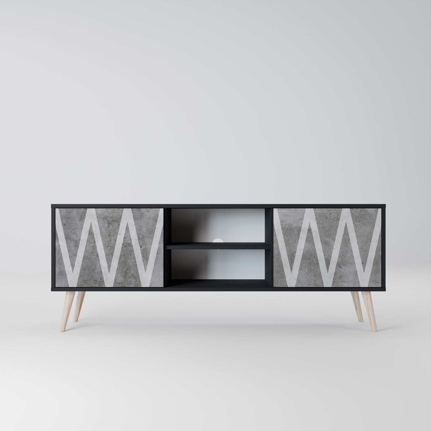 Mobile TV SOLID ZIG ZAG a 2 ante con finitura nera