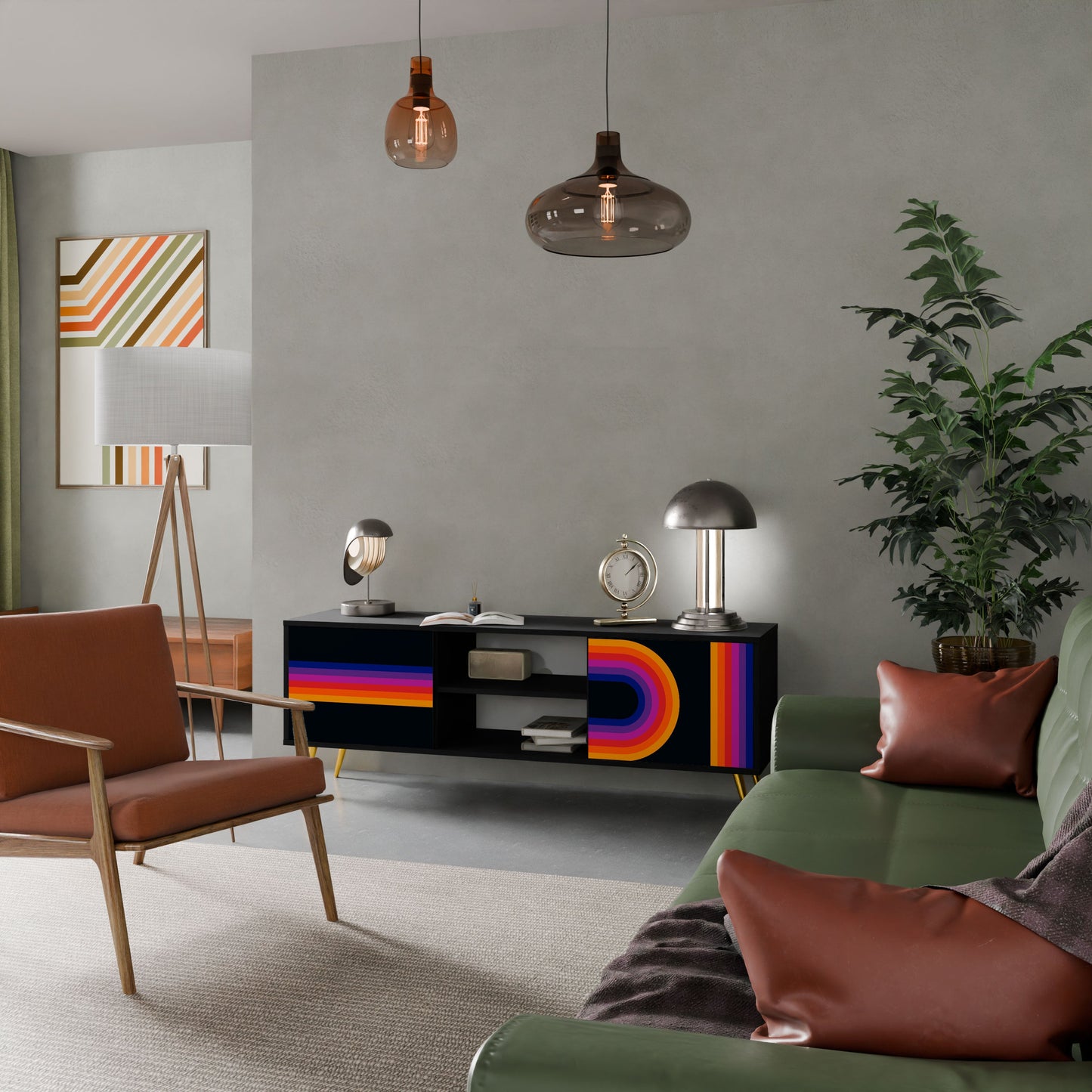 Mobile TV a 2 ante BLINDATE BY THE LIGHTS in finitura nera